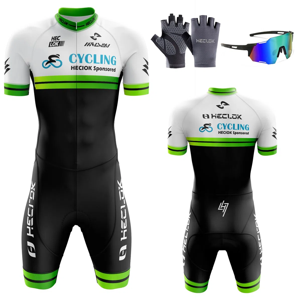 Tuta da Triathlon a Maniche Corte da Uomo,da 3 Tasche,Trisuit Cycling Skinsuit with Gel Pad,Ciclismo Body Skinsuit per Nuoto/Corsa/Ciclismo,Abbigliamento Ciclismo Monopezzo