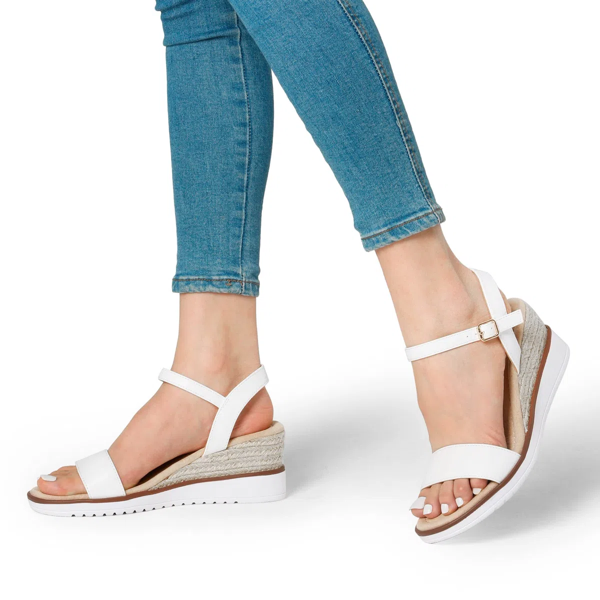 DREAM PAIRS Sandali Comodo Donna con Tacco a Zeppa Scarpe Classiche con Tacco a Punta Tonda con Fibbie e Cinturini Estivi