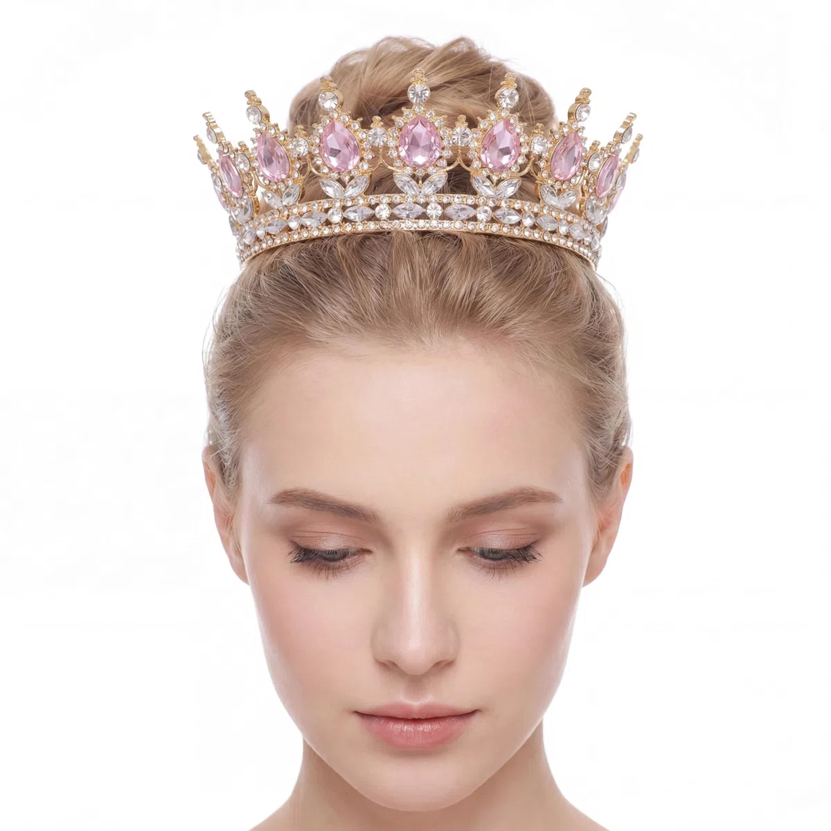 Healvian da donna con strass scintillanti, da principessa per torte, corone, ragazza, tiara, sposa, matrimonio, matrimonio, carnevale, Halloween, balli, compleanni, feste