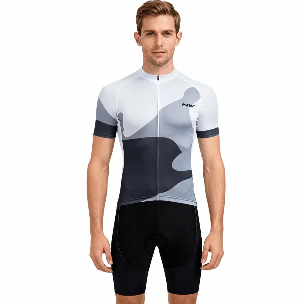 Moxilyn Set di maglia da ciclismo a maniche corte per uomo, maglia da ciclismo, maglia a maniche corte + pantaloni da ciclismo con gel 9D, originale in garza e pantaloni da ciclismo
