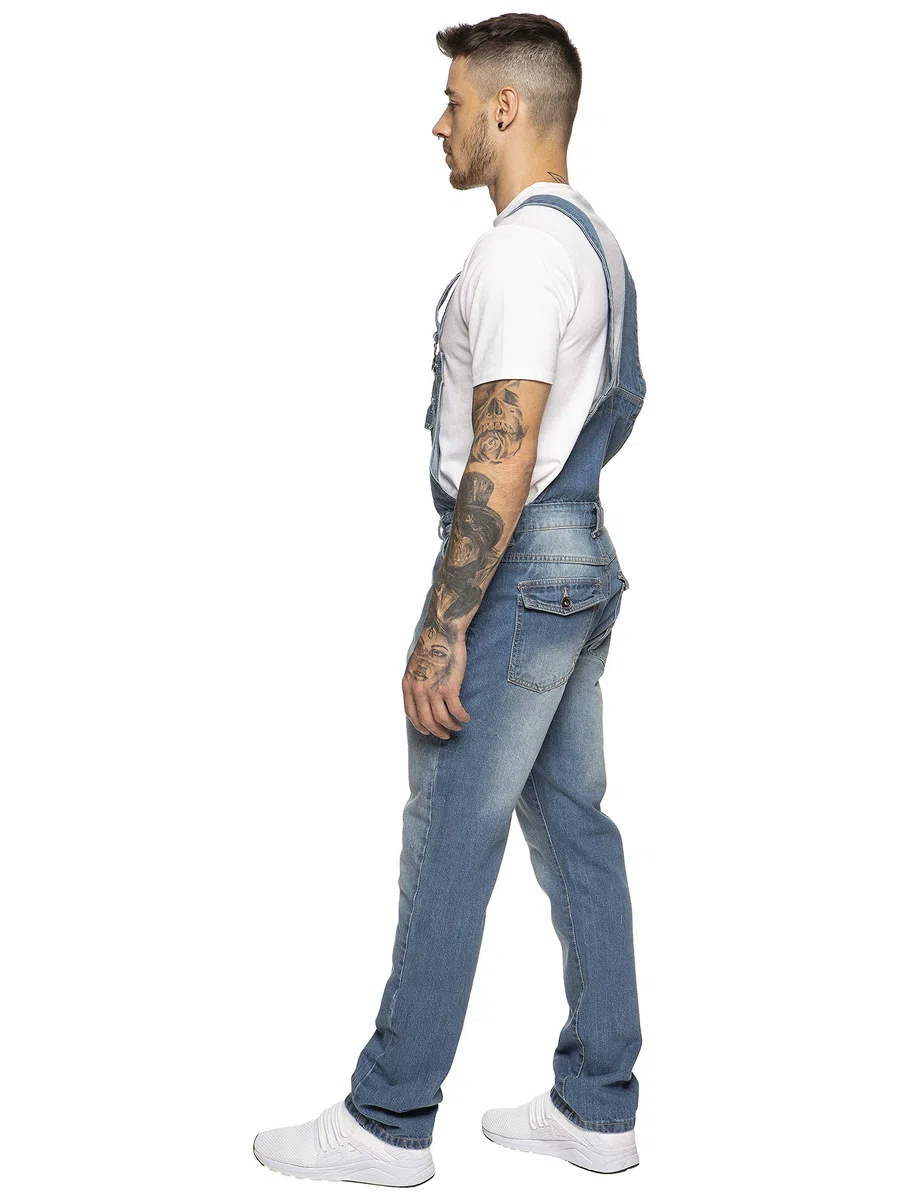 Salopette da uomo in denim EZD390 in cotone, resistente, taglie 30-50