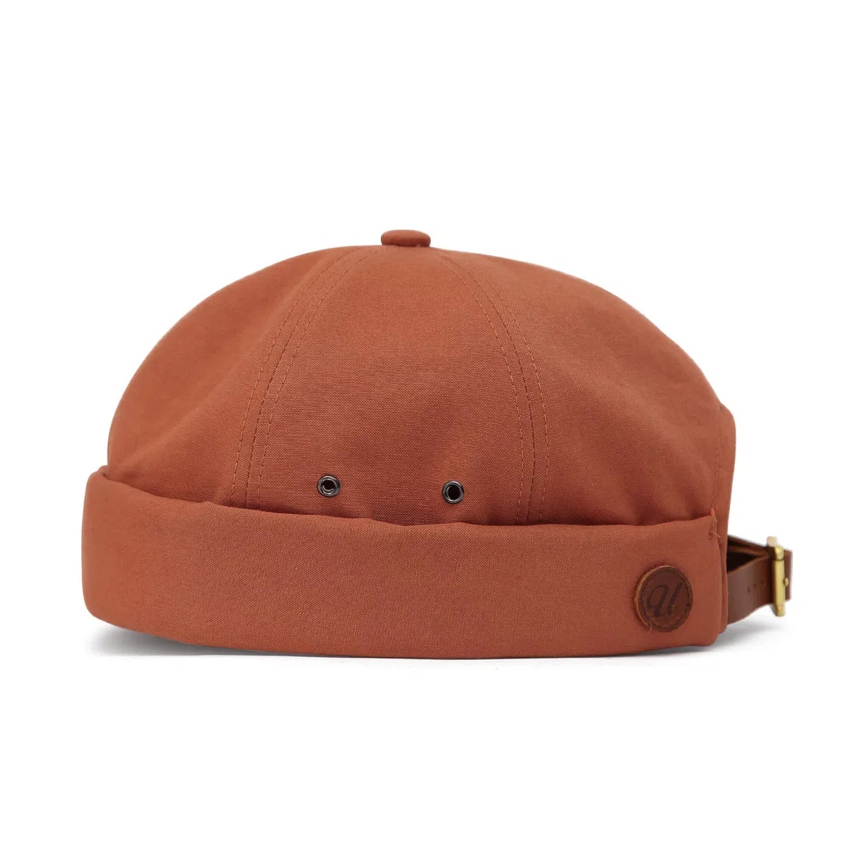 UNDERCONTROL Cappello da Pescatore Vintage Senza Visiera da Marinaio con Polsini arrotolati, Senza Visiera, con Teschio Miki, Cinturino in Pelle, per Uomo e Donna - Made in Korea