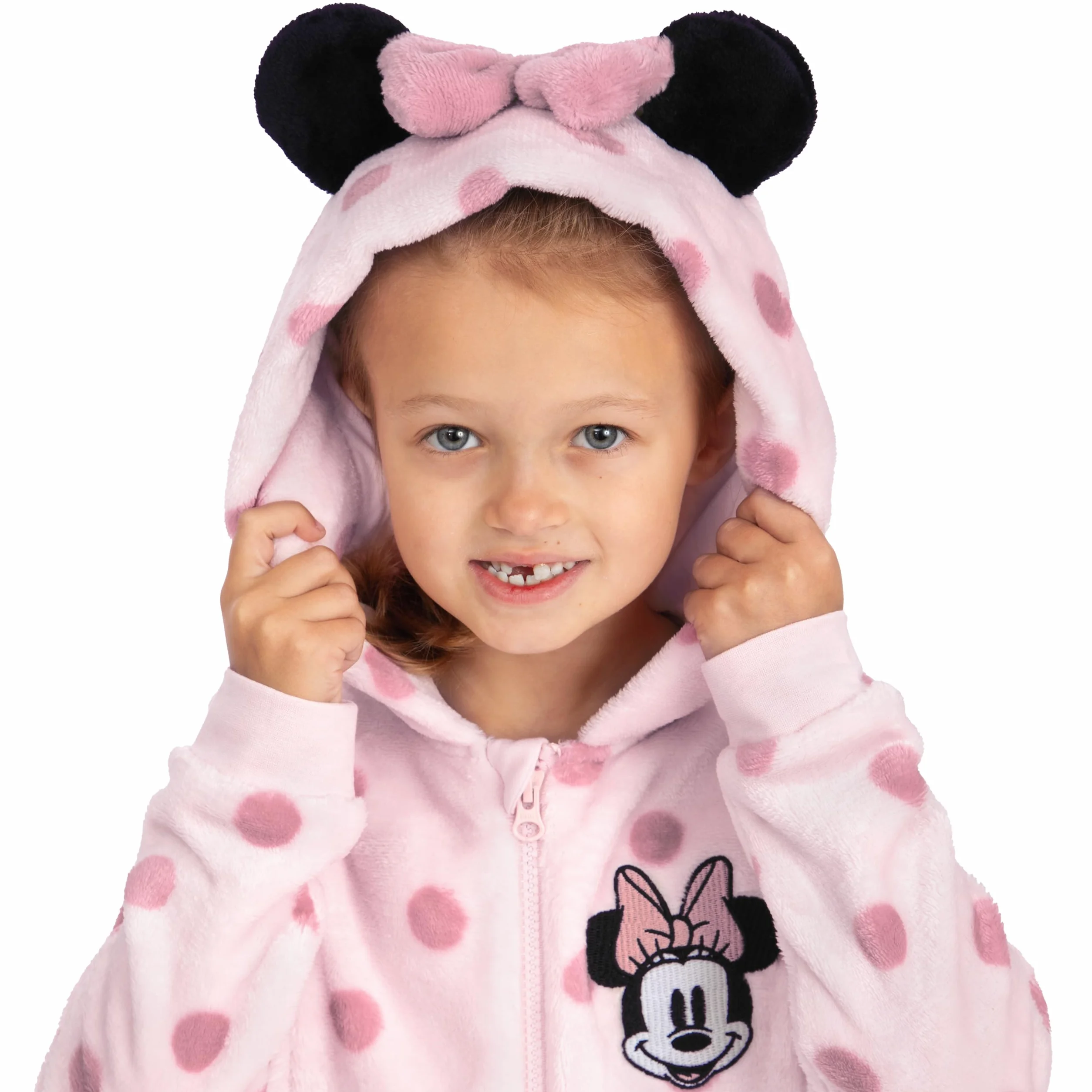 Disney Pigiama Intero Minnie Mouse, Pigiama Bambina Pile, Pigiama Inter Topolina con Orecchie 3D
