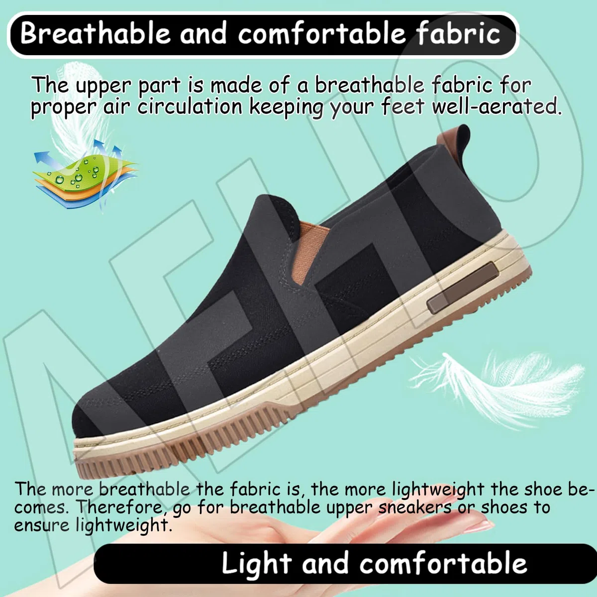AEHO Scarpe per Diabetici Uomo sanitarie comode Slip on Pianta Larga Sneaker Casual Senza Lacci Sneakers,Marrone,42 EU
