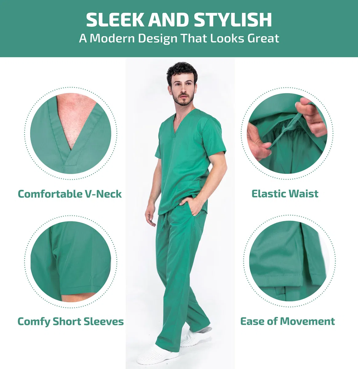 Mazalat Work Wear Scrub Medico Donna – Completo Unisex Casacca e Pantaloni | Divise Sanitarie Donna Cotone | Traspirante e Comodo per Medici, Infermieri, OSS e Personale Sanitario