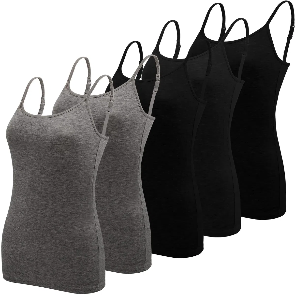 BQTQ 5 Pezzi Canottiera Donna Canotta Top Regolabile Spalline Canottiere per Donna e Ragazze