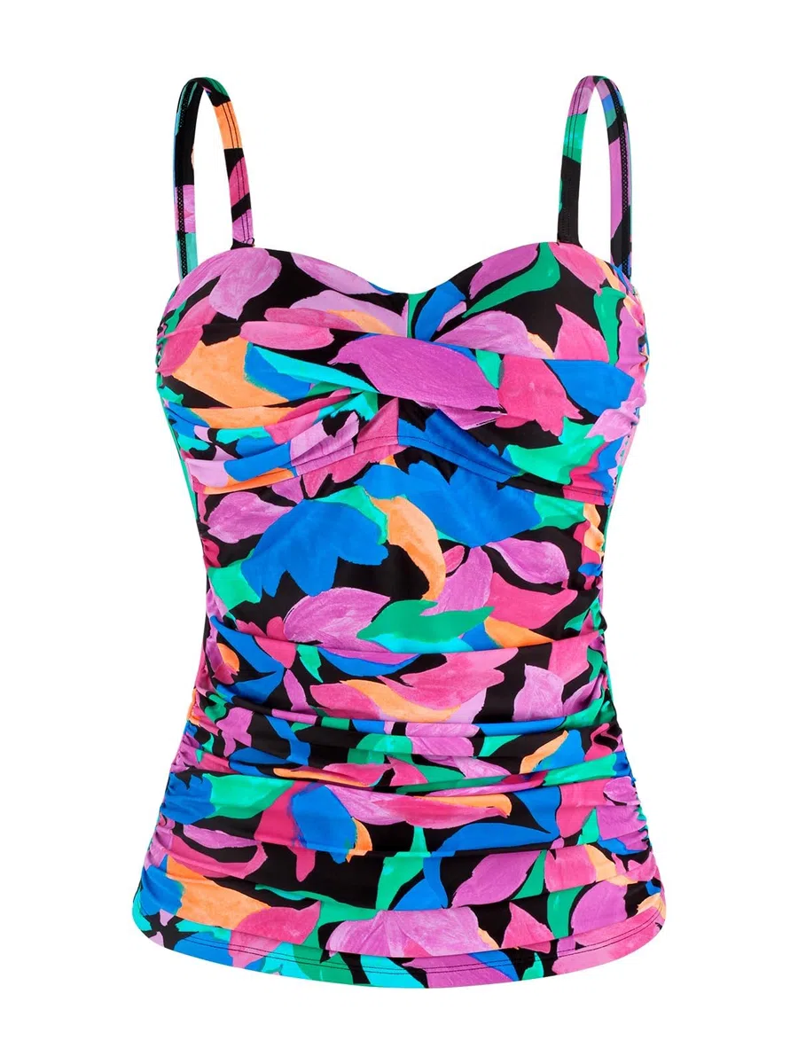 Ocean Blues Top da Tankini Donna Controllo Pancia Arricciato, Solo Top