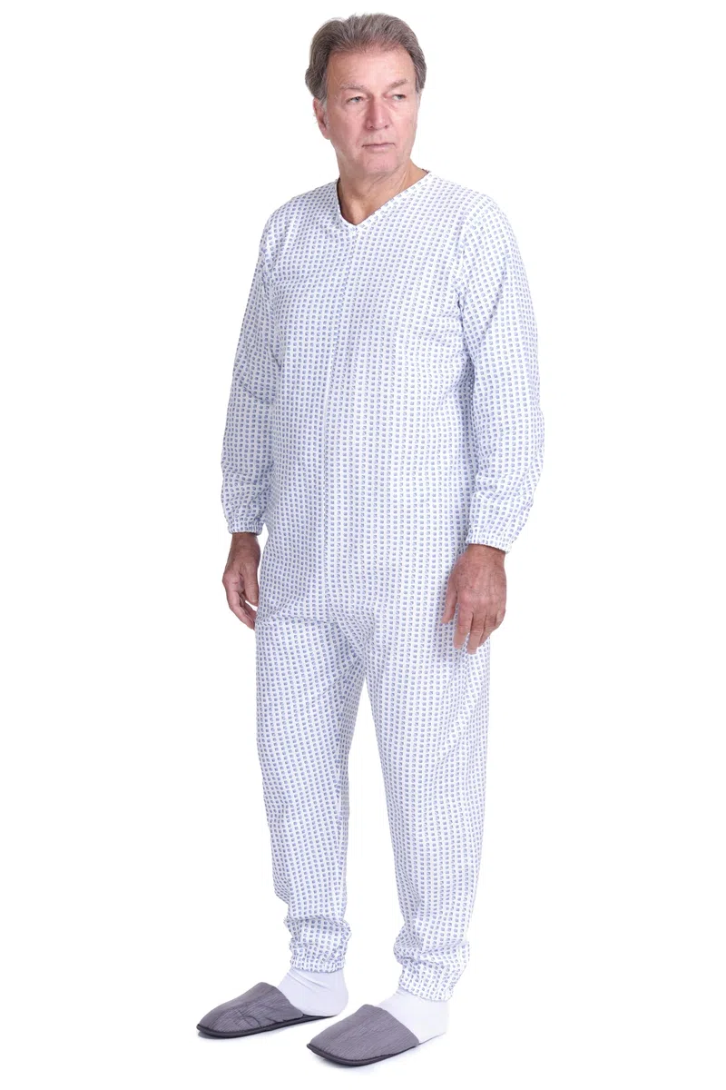 FERRUCCI COMFORT Pigiama Sanitario Invernale per Anziani - 9012 F - Unisex - Adatto per l'inverno - Felpato