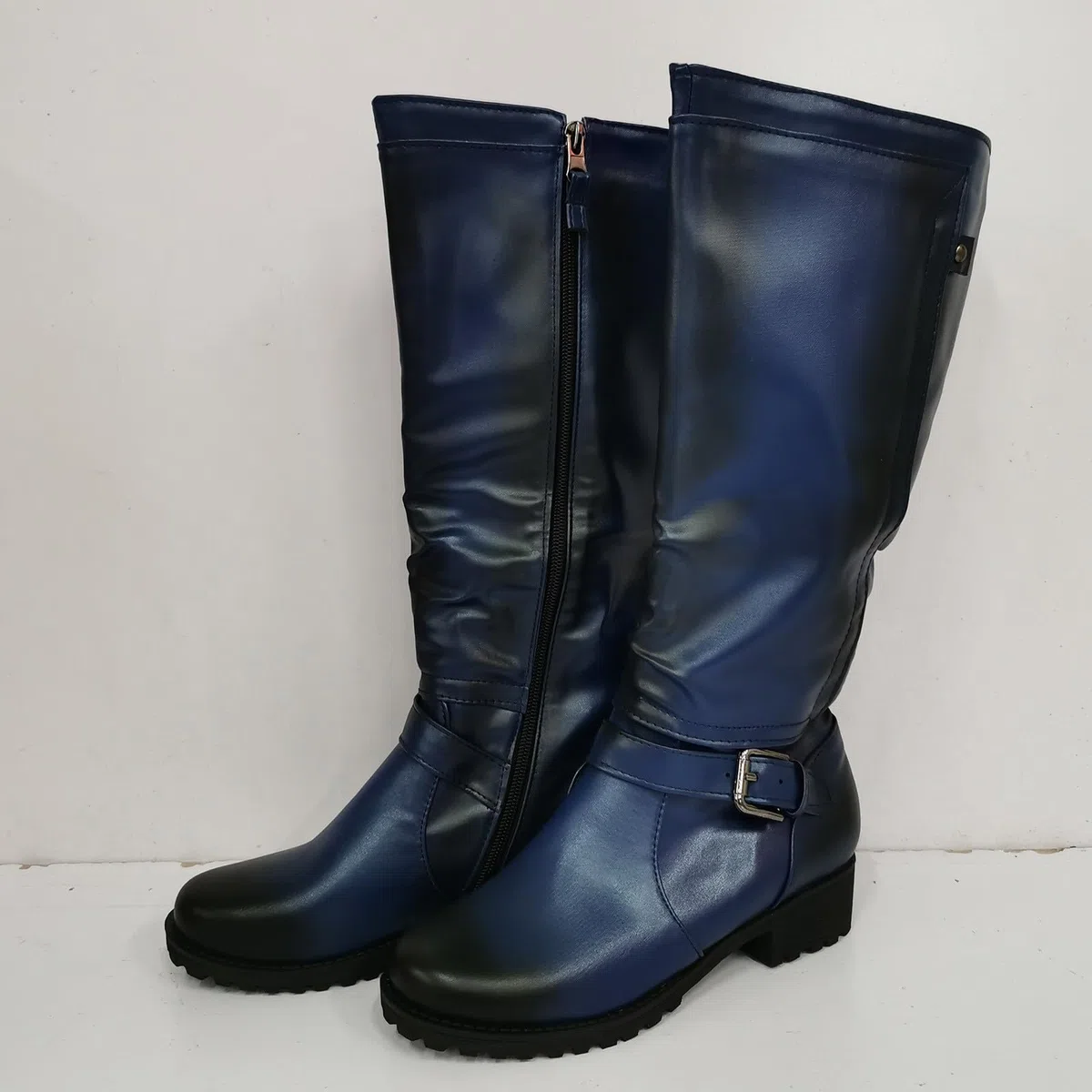 Generico Stivali Donna Autunno Inverno Tacco Grosso Cowboy Fibbia Cintura Alti Mid Calf Commercio Estero