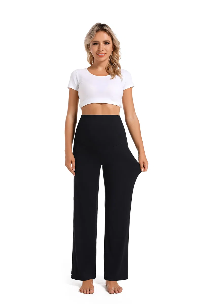 Foucome Pantaloni premaman casual da donna a gamba larga larghi pantaloni comodi pantaloni a palazzo per gravidanza pantaloni da salotto con tasche