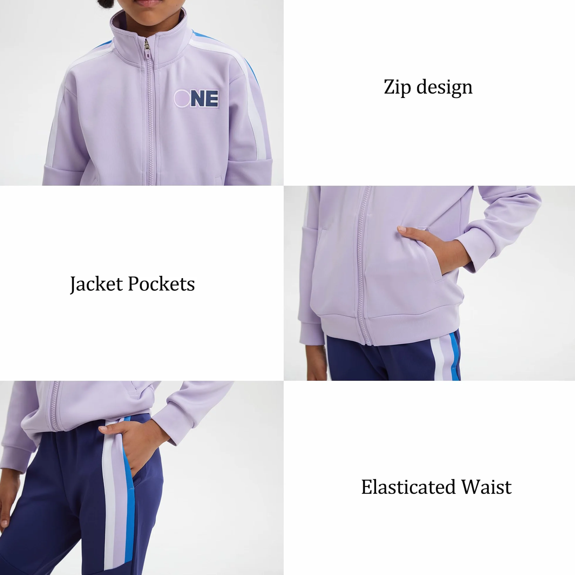 Ragazze Bambini Tuta Abbigliamento 2 pezzi Set a righe Bomber con zip Top con tasche Sport Jogger Pantaloni