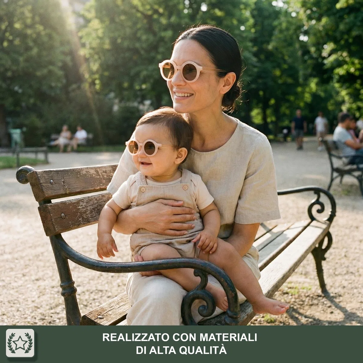 BABYMOCS Occhiali da Sole Bambini 0-1,5 anni I Protezione 100% UV400 Cat. 3 I Montatura in Bioplastica Riciclata Senza BPA I Occhiali Rotondi Neonati I Design Svedese I Incl. Sacchetto Premium