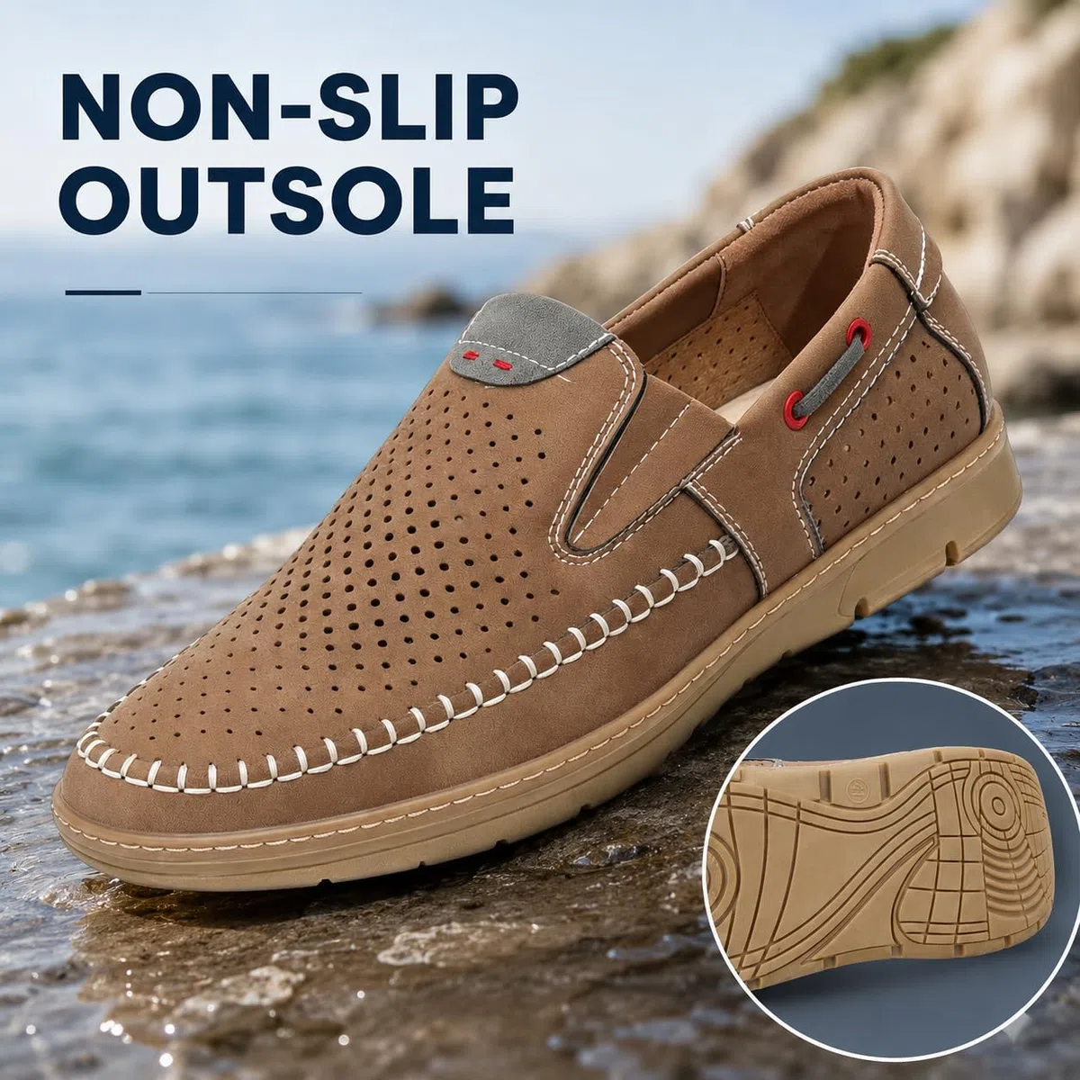 Mocassini Uomo Estivi Senza Lacci Scarpe Slip On Traspiranti Forate Scarpe Casual Comode per L'Estate MMS250044IT