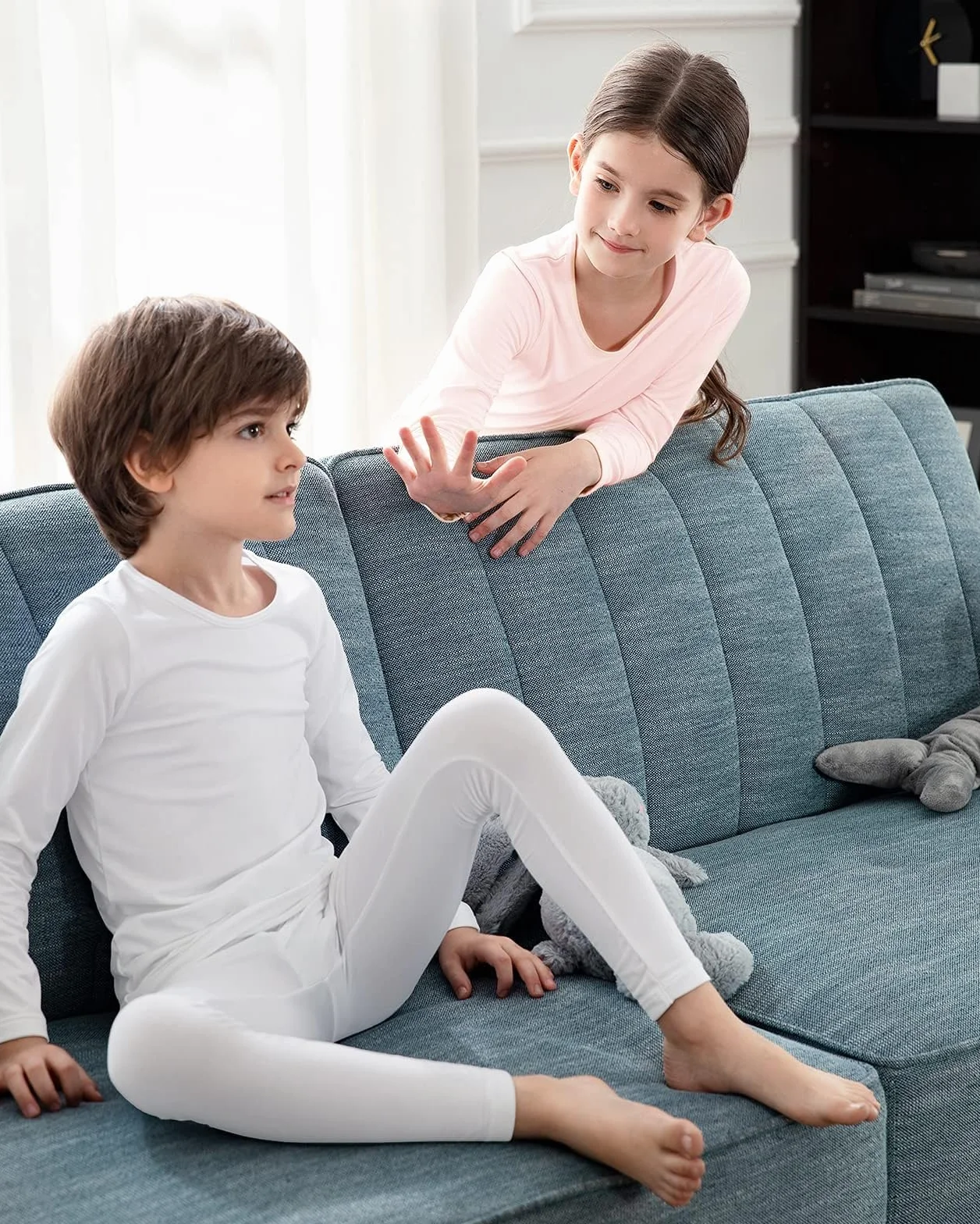Completo Intimo Termico Bambina Invernale Maglia e Leggings Foderati in Pile, Caldo, Elasticizzato, Morbido e Traspirante (Nero, L)
