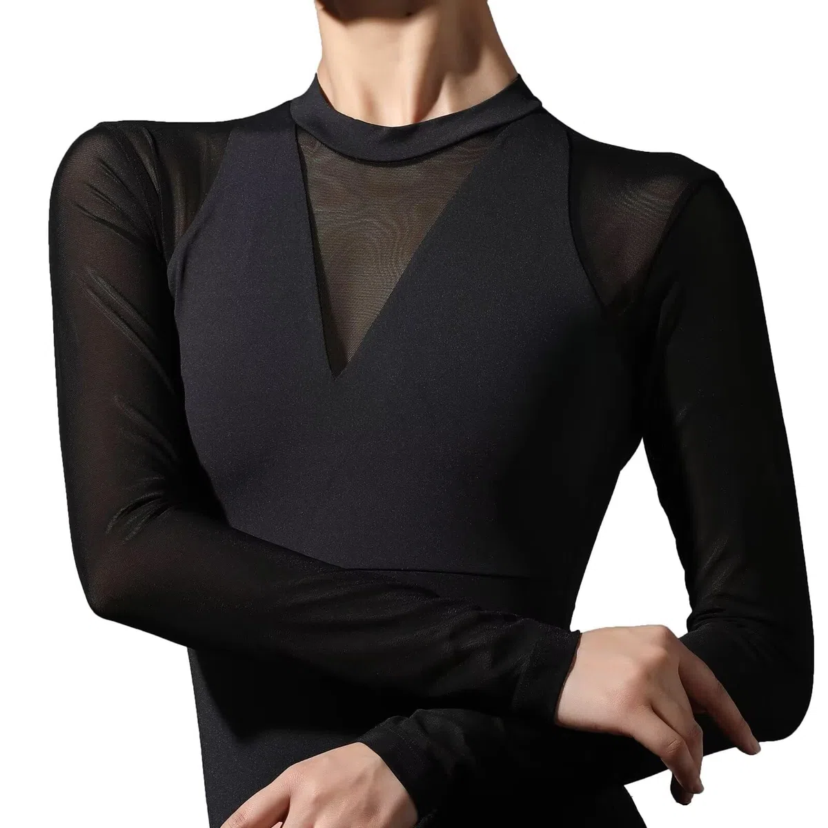 Body Danza Donna,Adulti Manica Lunga Body Danza Classica con Pizzo