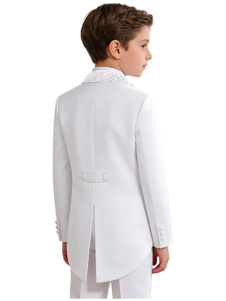 JEATHA Cappotto Elegante per Ragazzo con Strass Blazer Classico Slim Fit Monopetto Giacca Formale da Smoking Tuxedo per Battesimo Compleanno Festa Sera