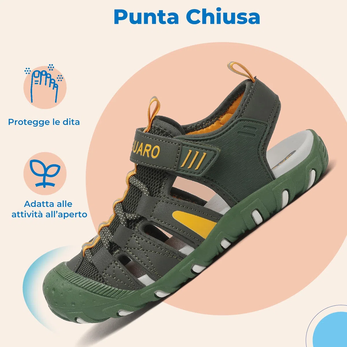 SAGUARO Sandali Bambini Estivi a Punta Chiusa, Traspiranti e Leggeri, Scarpe per Uso Quotidiano all’Aperto,25-38