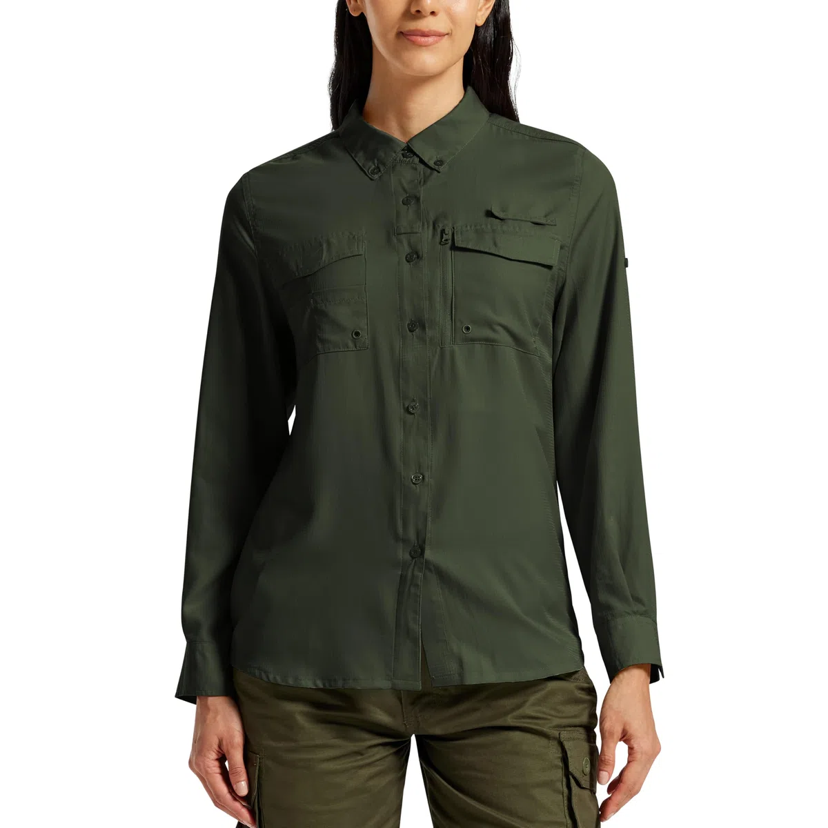 MoFiz Camicia Trekking Donna Maniche Lunghe Bluse Sportiva UPF50+ Button Down Camicia