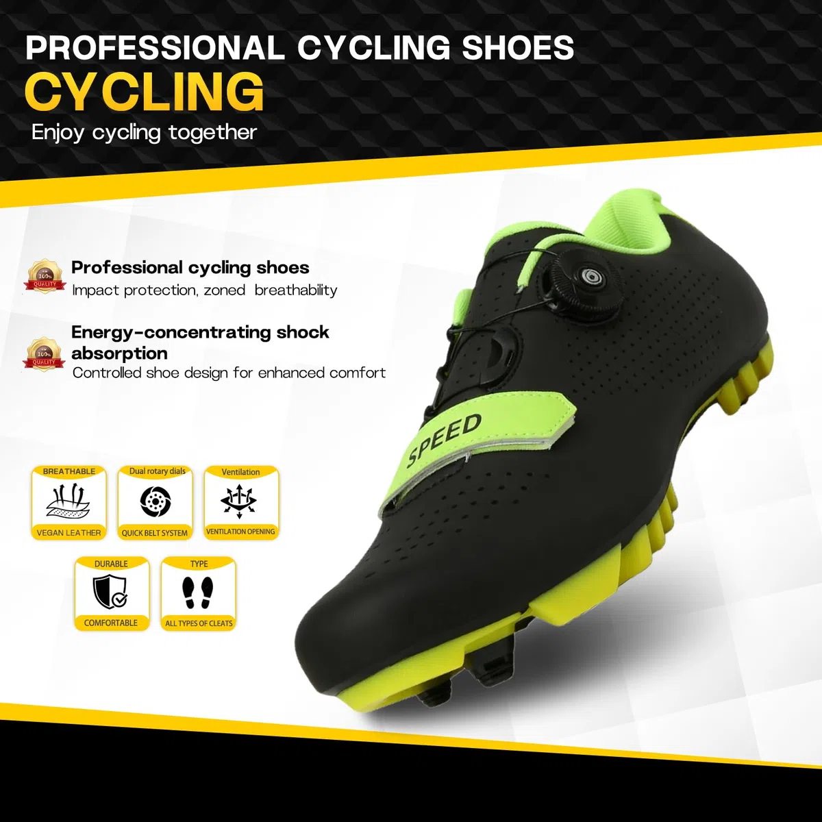 Scarpe da Ciclismo, Uomo Donna Scarponi da Mountain Bike, Scarpe da Ginnastica Outdoor MTB Professionali Compatibili con Tutti Gli SPD, Unisex Scarpe da Bicicletta