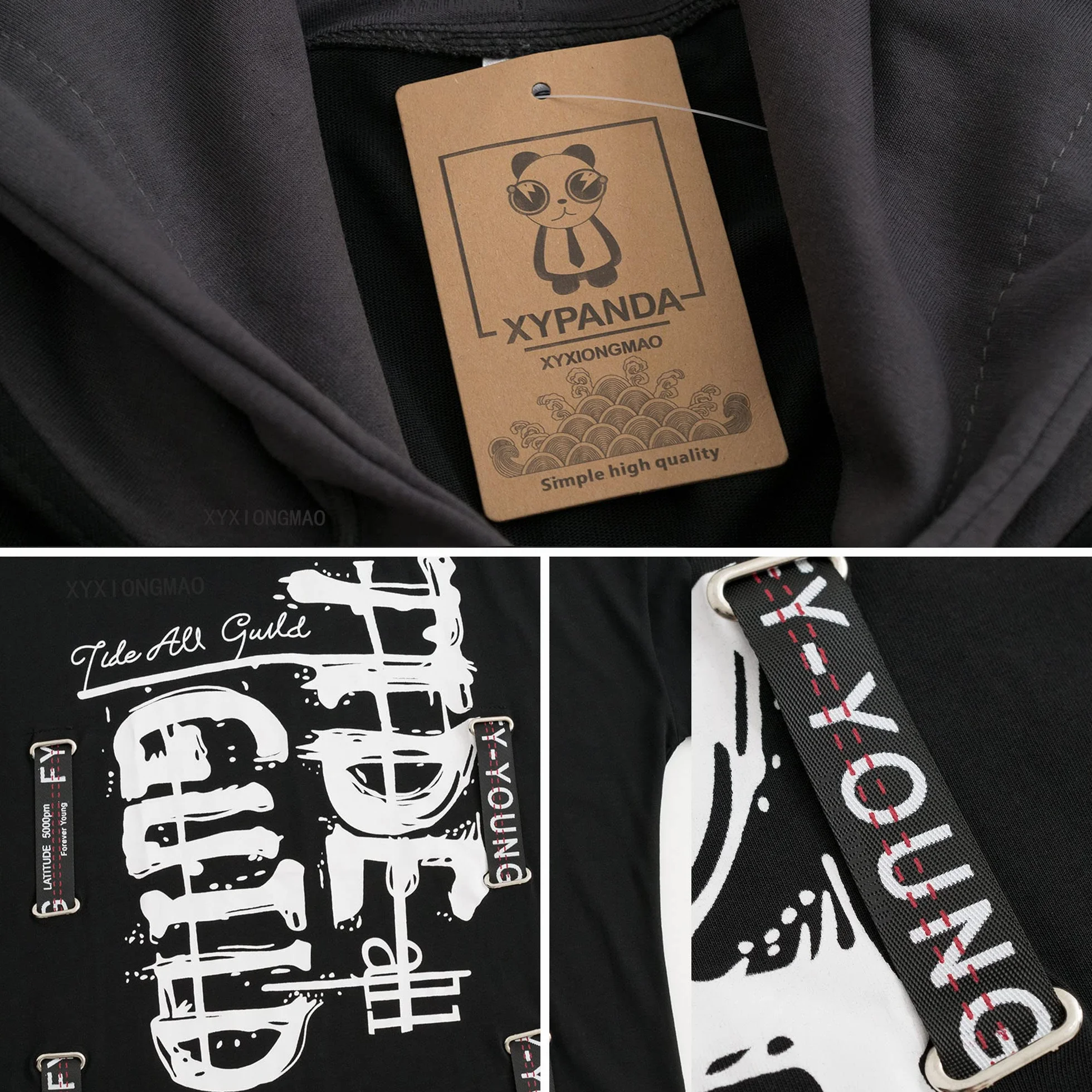 XYXIONGMAO Techwear Camicia Giapponese Streetwear Hip Hop Camicie Uomo Grafica T Alfabeto Design Workwear Gotico Felpa Con