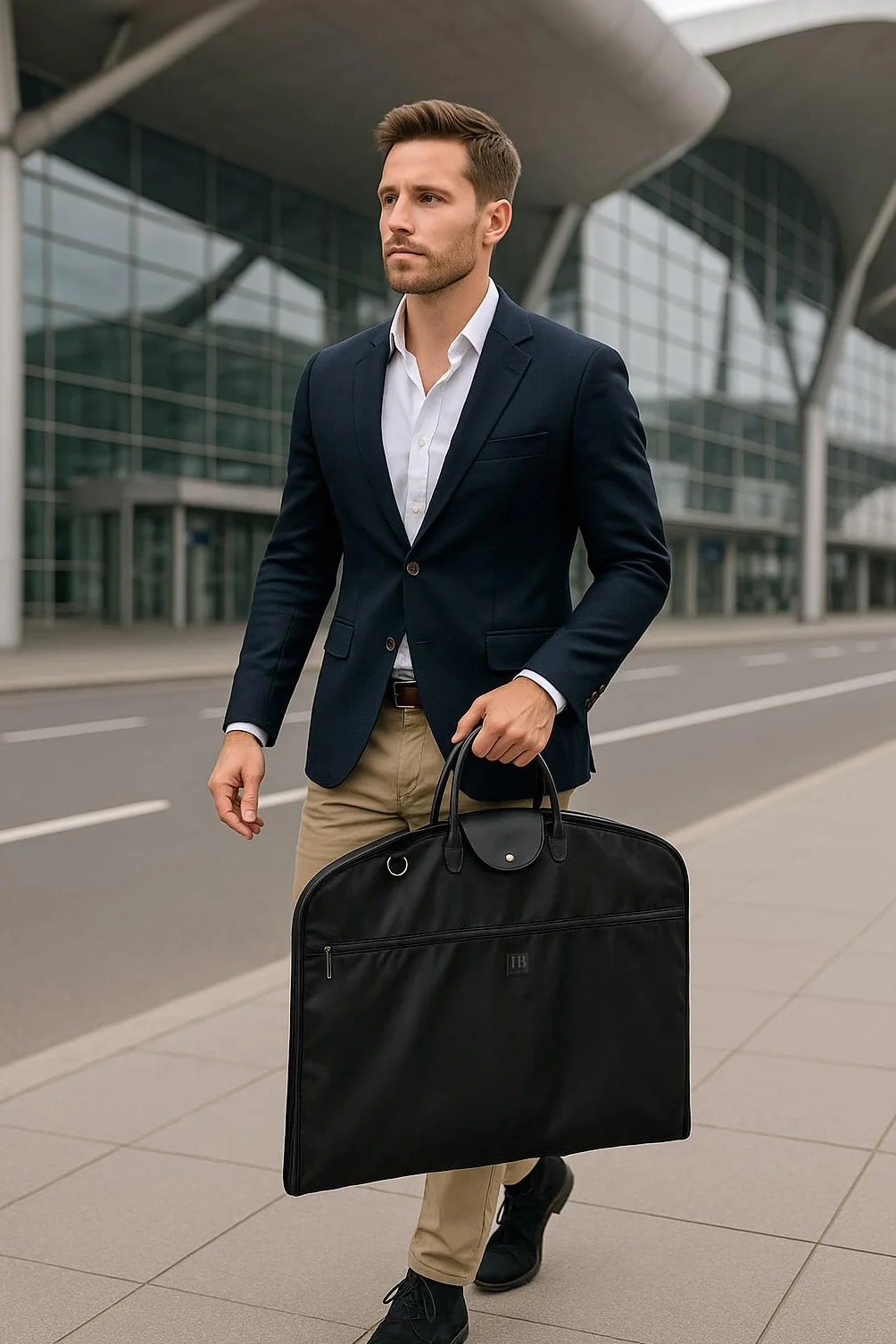 Copriabito da 40" (Leggero) - Abito Elegante 1-2 con Tracolla - Borsa per Indumenti da Uomo e da Donna - Pieghevole - Indumenti Senza Grinze. Niles Nero