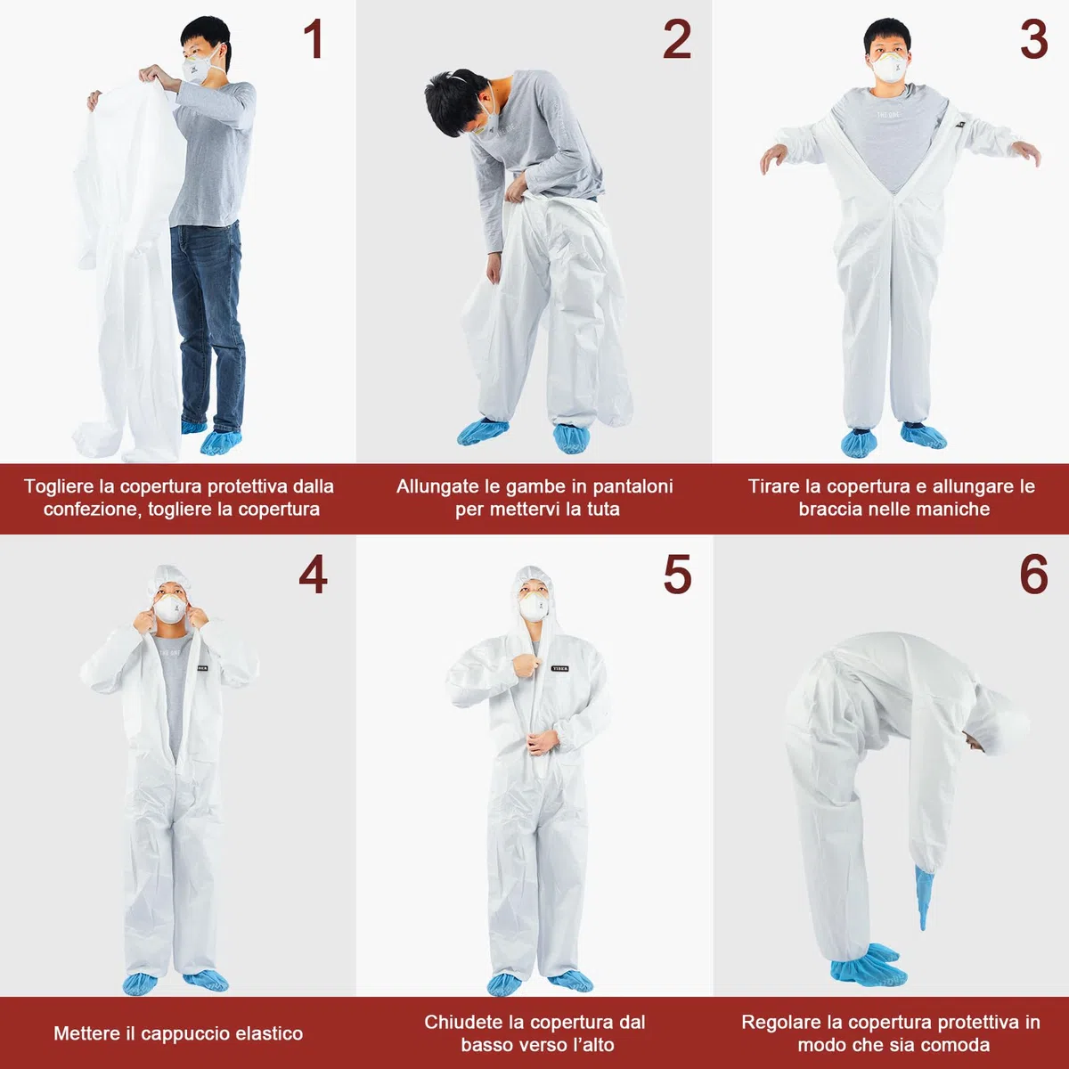 Tute Protettive Monouso Hazmat | Tute Protettive a Copertura Totale in 7 Taglie con Molteplici Specifiche & Materiale PPSB Robusto & Pellicola in PE | Sicure per Innumerevoli Applicazioni