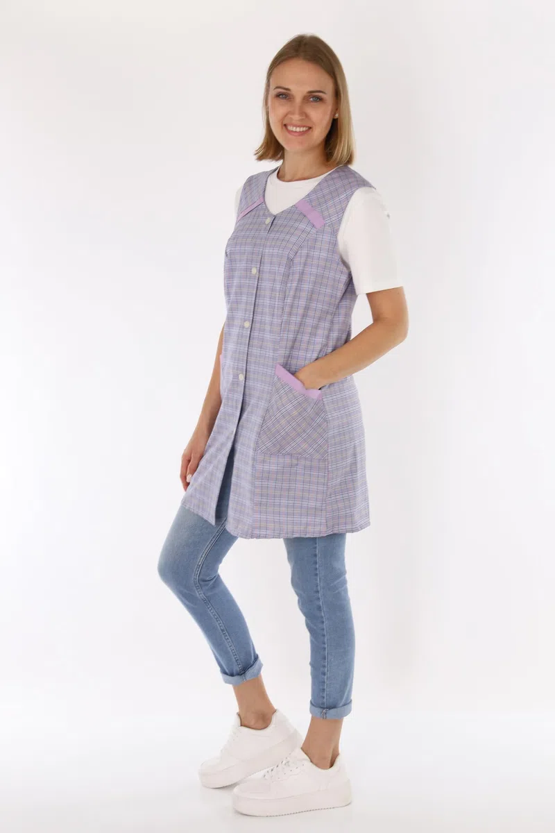 Kasack - Grembiule da cucina da donna, in poliestere e cotone colorato, con maniche corte design 4 54