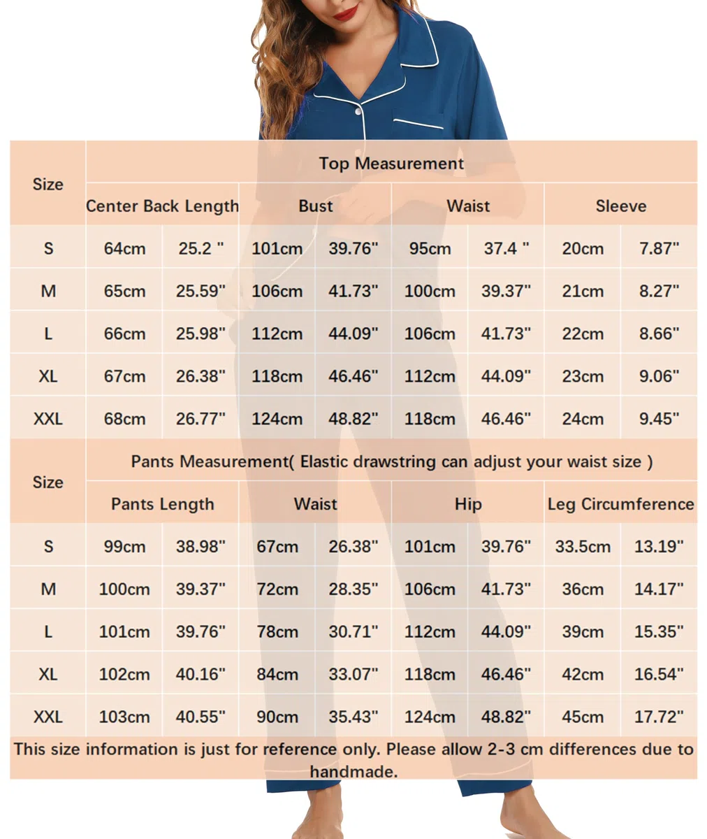 Lovasy Pigiama Donna Estivo Set,Corta Pigiama Camicia con Bottoni sul Bavero Comodo Pantaloni Lunghi Traspiranti Pigiama da Casa Casual in Due Pezzi S-XXL
