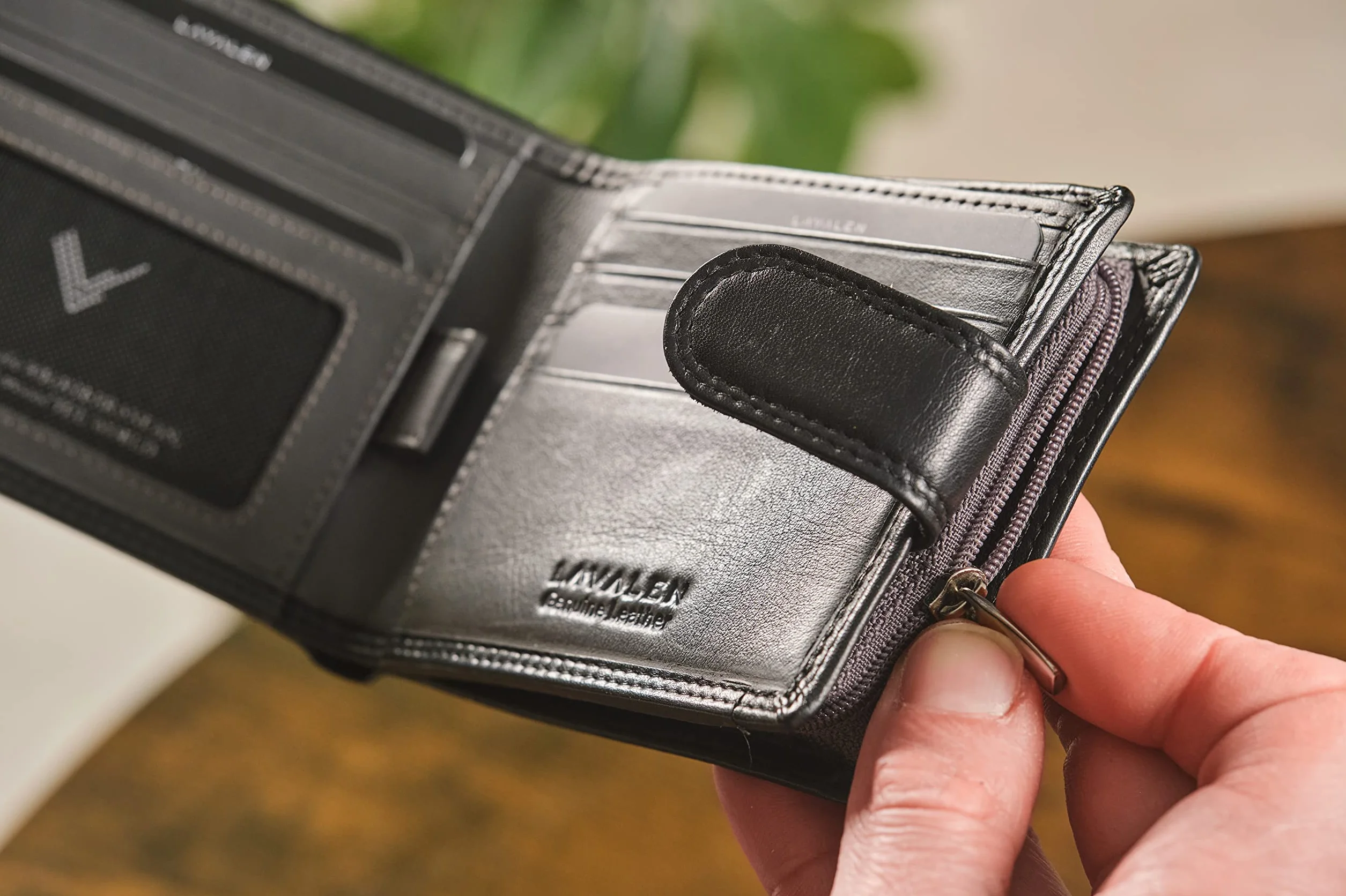 Portafoglio Uomo Pelle Vera - Portamonete Uomo Elegante con Blocco RFID - Porta Carte di Credito Grande – Wallet for Men - Portafoglio Slim con Portamonete - Idee Regalo Papá.