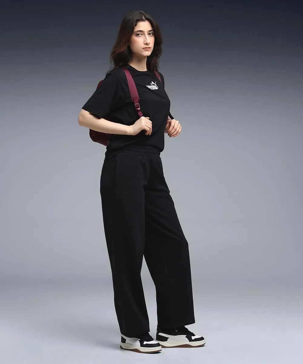 PUMA - Ess Nature 2.0 Comfort Logo Straight Pants FL Op, Pantaloni in Maglia Donna