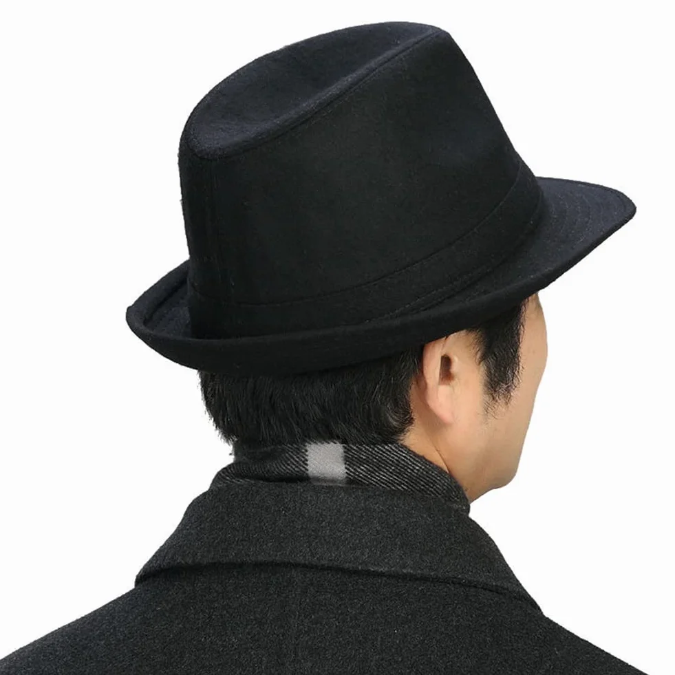 Happyupcity Cappello nero strutturato da uomo Manhattan Gangster Trilby Fedora Jazz Cap Floppy Panama Gentlemans Cappello piatto
