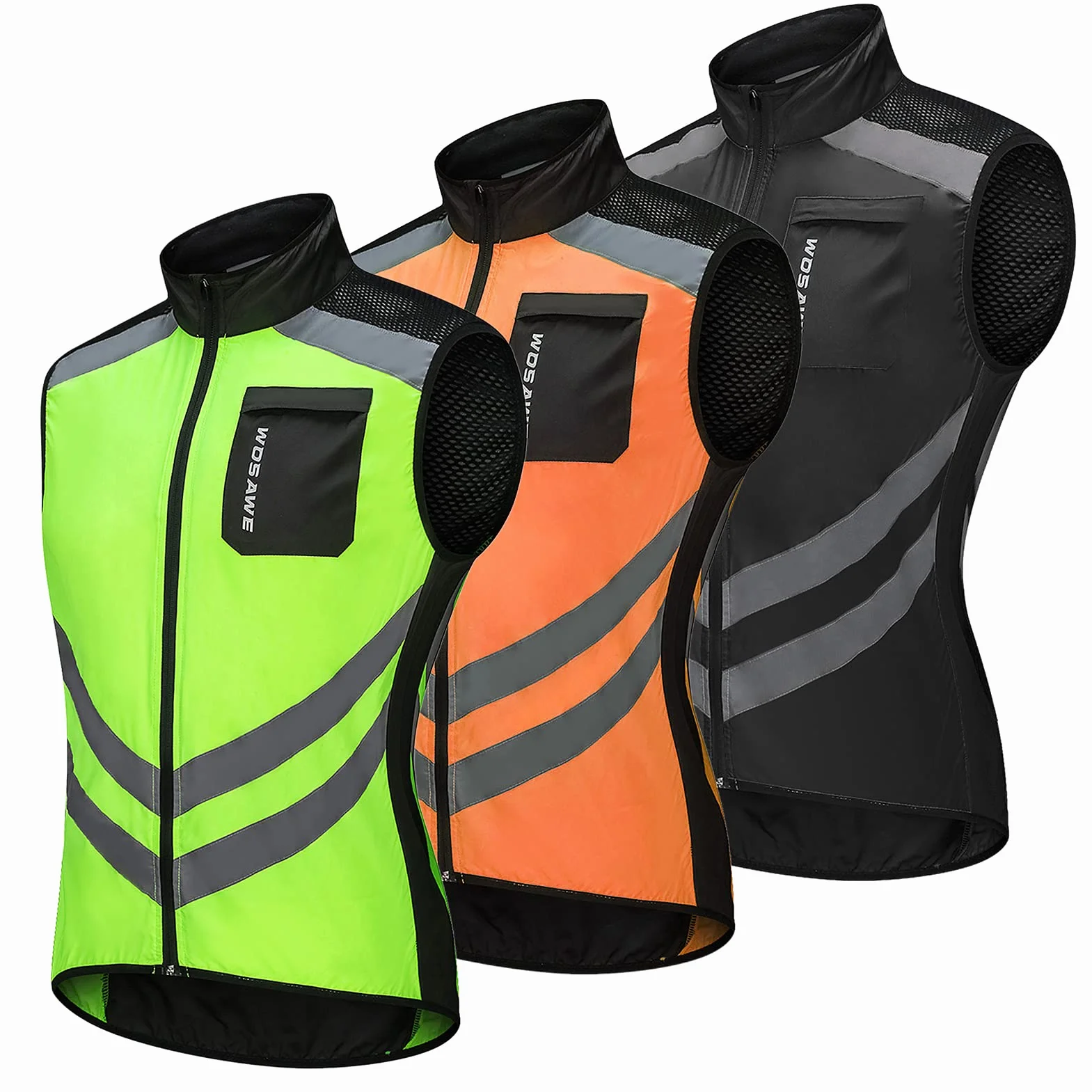 HUIOP Gilet da Ciclismo da Uomo Pieghevole Gilet da Bici di Sicurezza Riflettente Traspirante ad Asciugatura Rapida per Equitazione Corsa Jogging Escursionismo,Gilet da Ciclismo