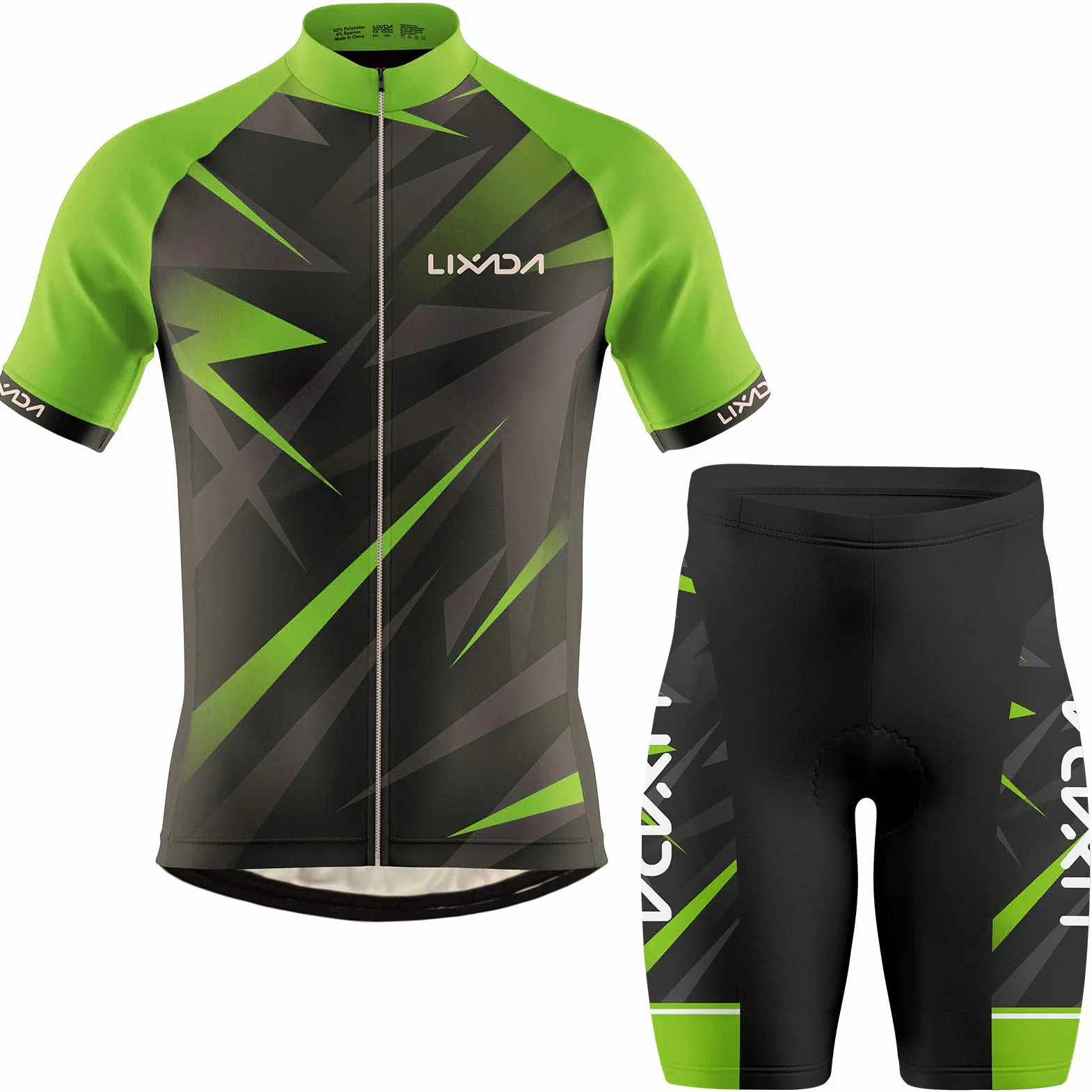 Lixada Tuta da Bicicletta MTB Estiva da Uomo Traspirante Asciugatura Veloce Manica Corta e Pantaloncini Imbottiti Maglia da Ciclismo, S-2XL
