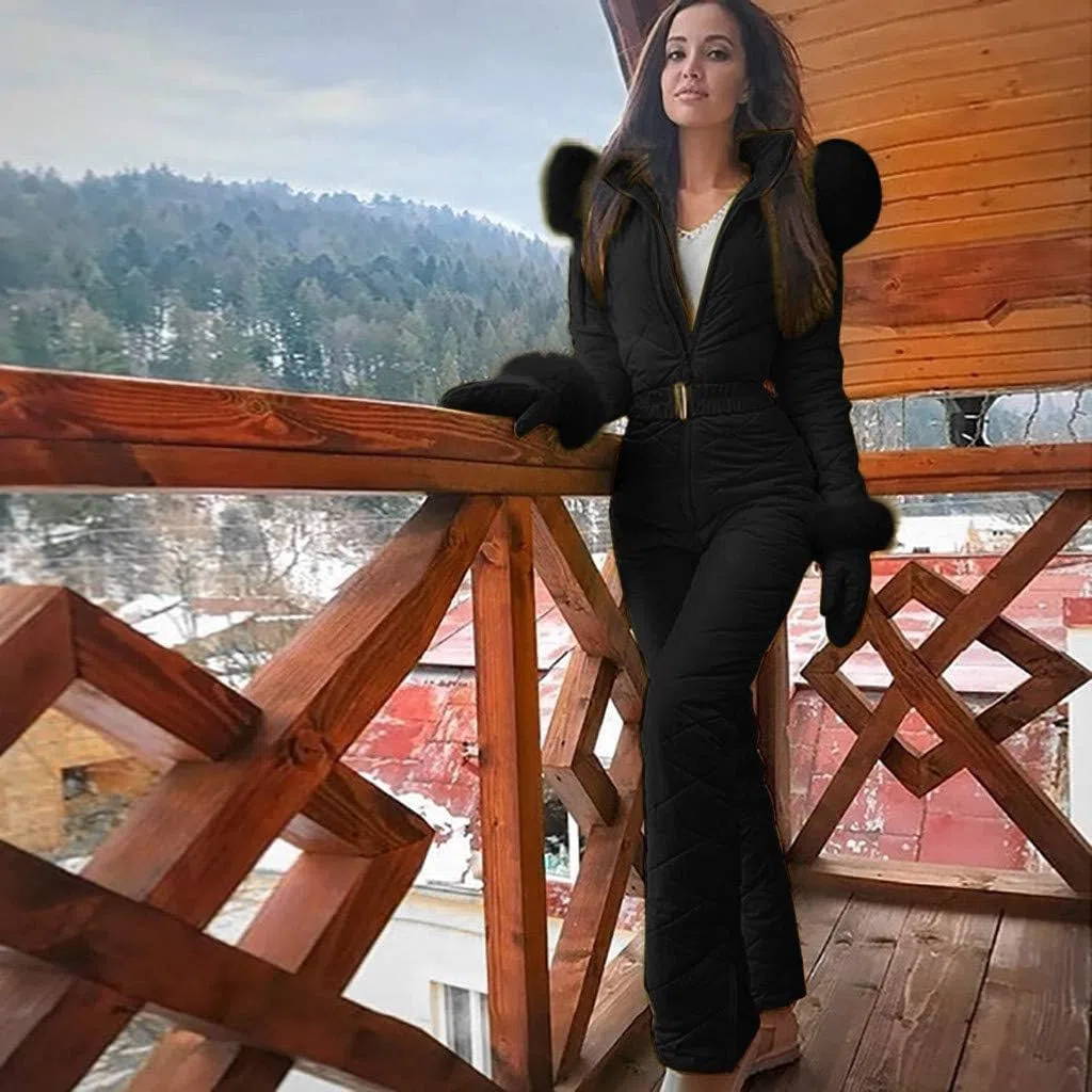Tuta da sci da donna, impermeabile, isolata, calda, invernale, con collo in pelliccia, antivento, per sport all'aria aperta, abbigliamento termico per lo sci e lo snowboard