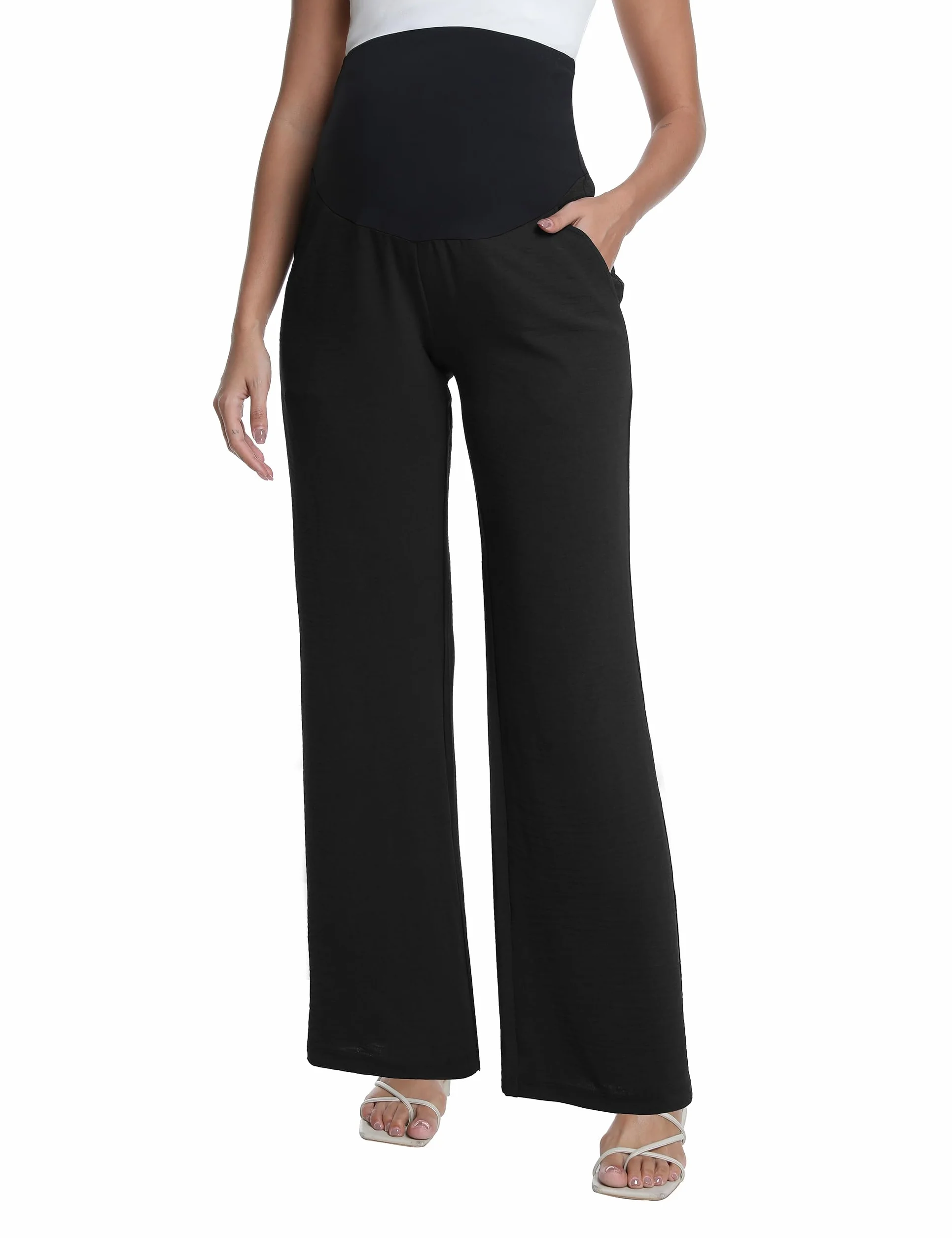 Pantaloni premaman da donna a gamba larga che scorre lounge palazzo gravidanza pantaloni estivi pantaloni da spiaggia