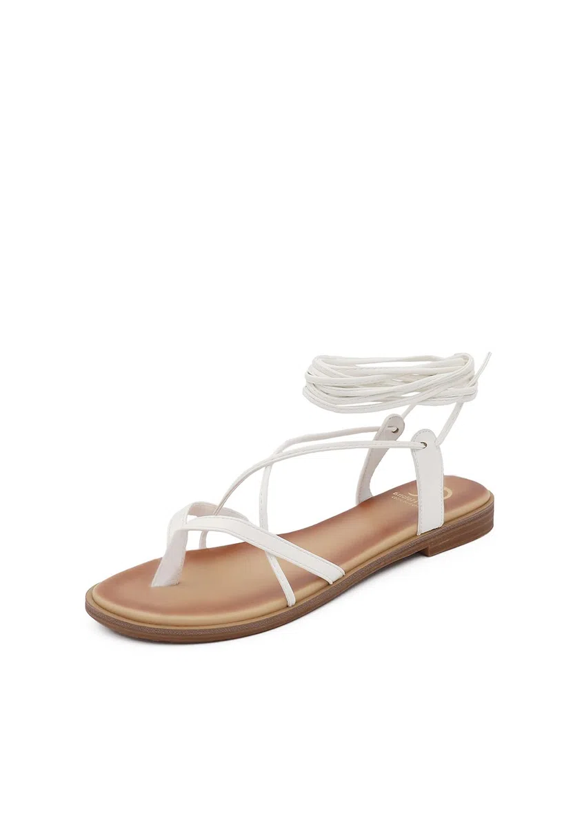 QUEEN HELENA Infradito Bassi con Lacci Sandali alla Schiava Donna Y5006