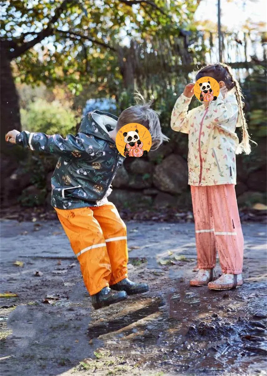 Pantaloni Giacca Impermeabili Bimbo Unisex Pantaloni Giacca da Pioggia Antipioggia PU Traspiranti Riflettenti Bimbo Pantaloni Abito da Pioggia Riflettenti Antivento per Ragazzi 18 Mesi-8 Anni