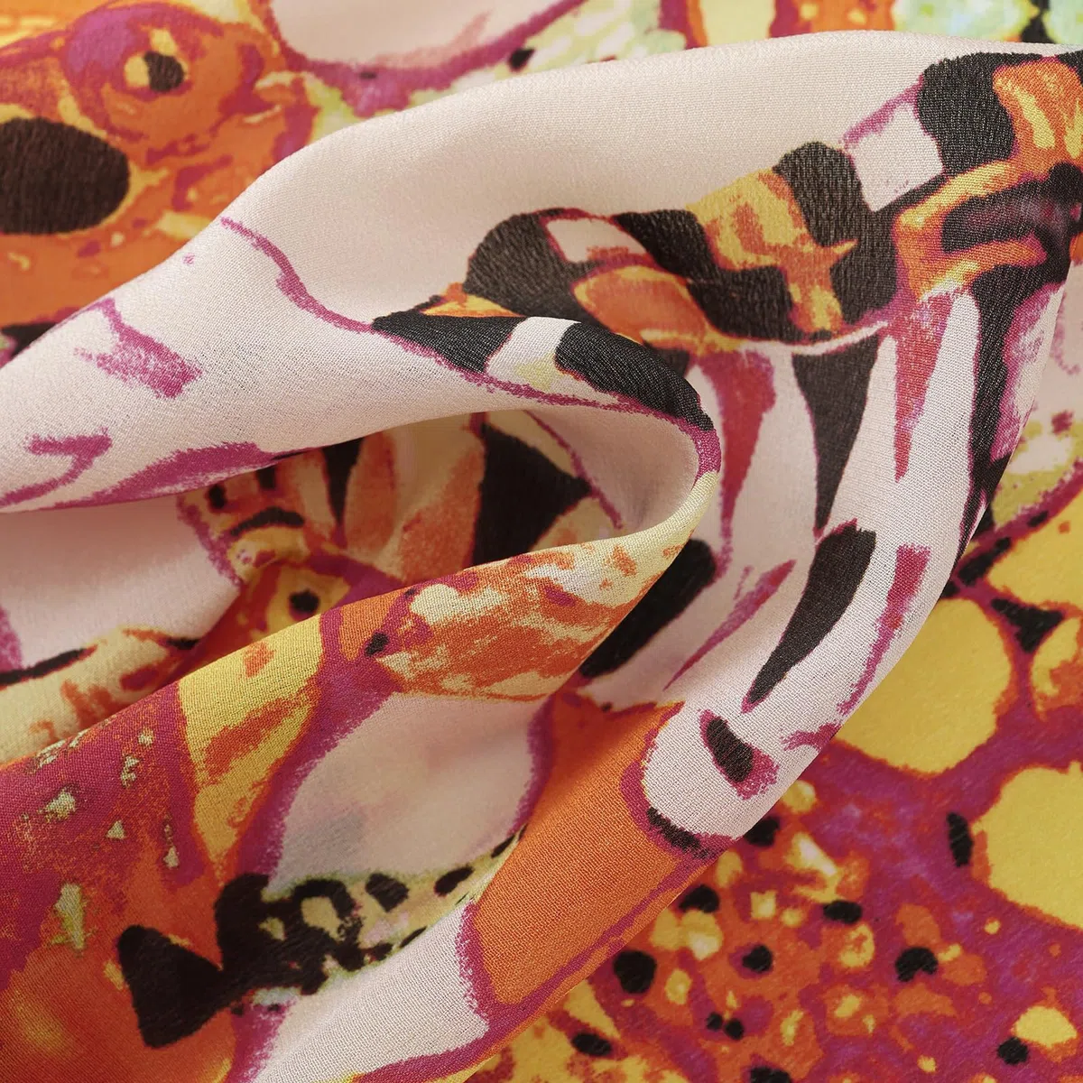 Women's Long Charmeuse Silk Scarf Classic Art Print