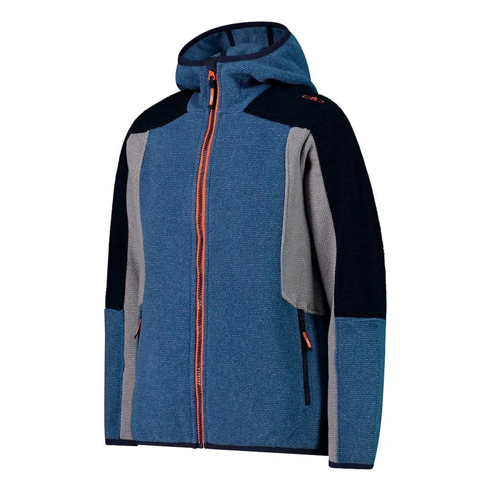 CMP Giacca Da Bambino In Pile Knit Tech Con Cappuccio Fisso Jacket Unisex - Bambini e ragazzi