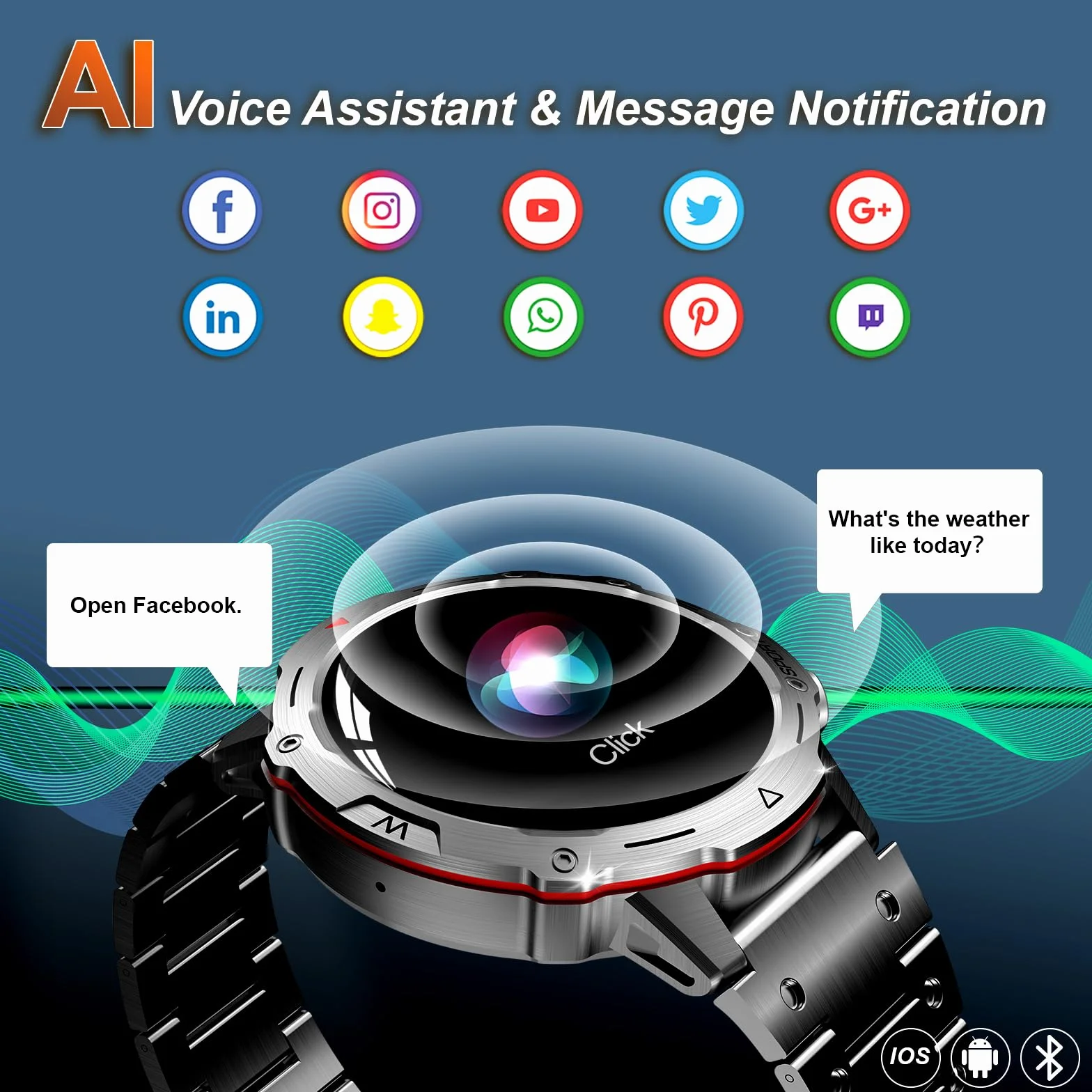Smartwatch Uomo Donna con Effettua/Risposta Chiamate, 1.39" Orologio Smartwatch Monitoraggio del SpO2/Sonno, Impermeabile IP68, 100+ Modalità Sport, Fitness Tracker per Android iOS