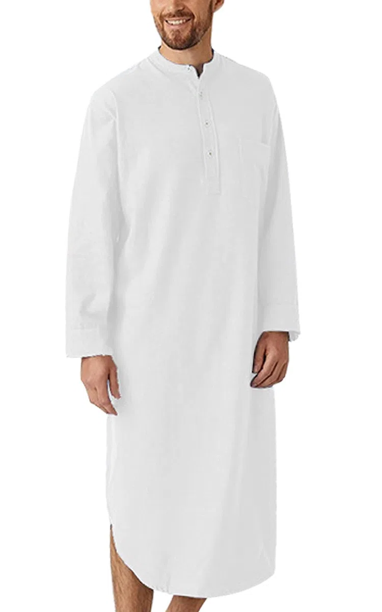 AIEOE Uomo Camicia da Notte a Manica Lunga Cotone Leggera Comoda Lunghe Maglie Pigiama
