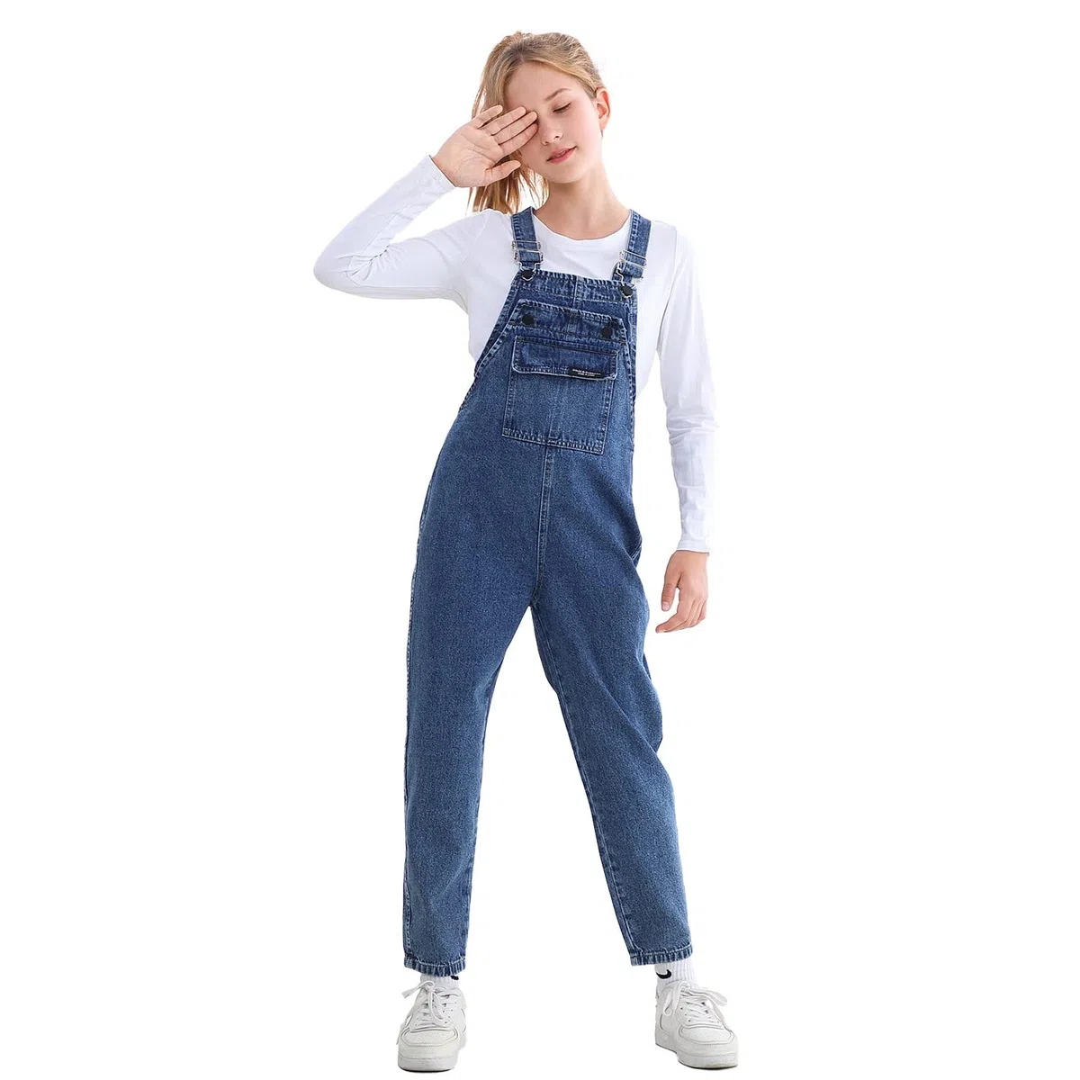 Rolanko Salopette di Jeans da Ragazze con Spalline Regolabili, Tuta di Denim Casual per Bambini