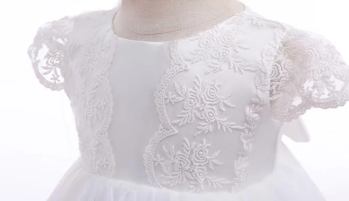 Bambine Abito da Battesimo Bianco con Cappellino Abito da Battesimo Neonato Abito in Pizzo per Matrimonio Compleanno