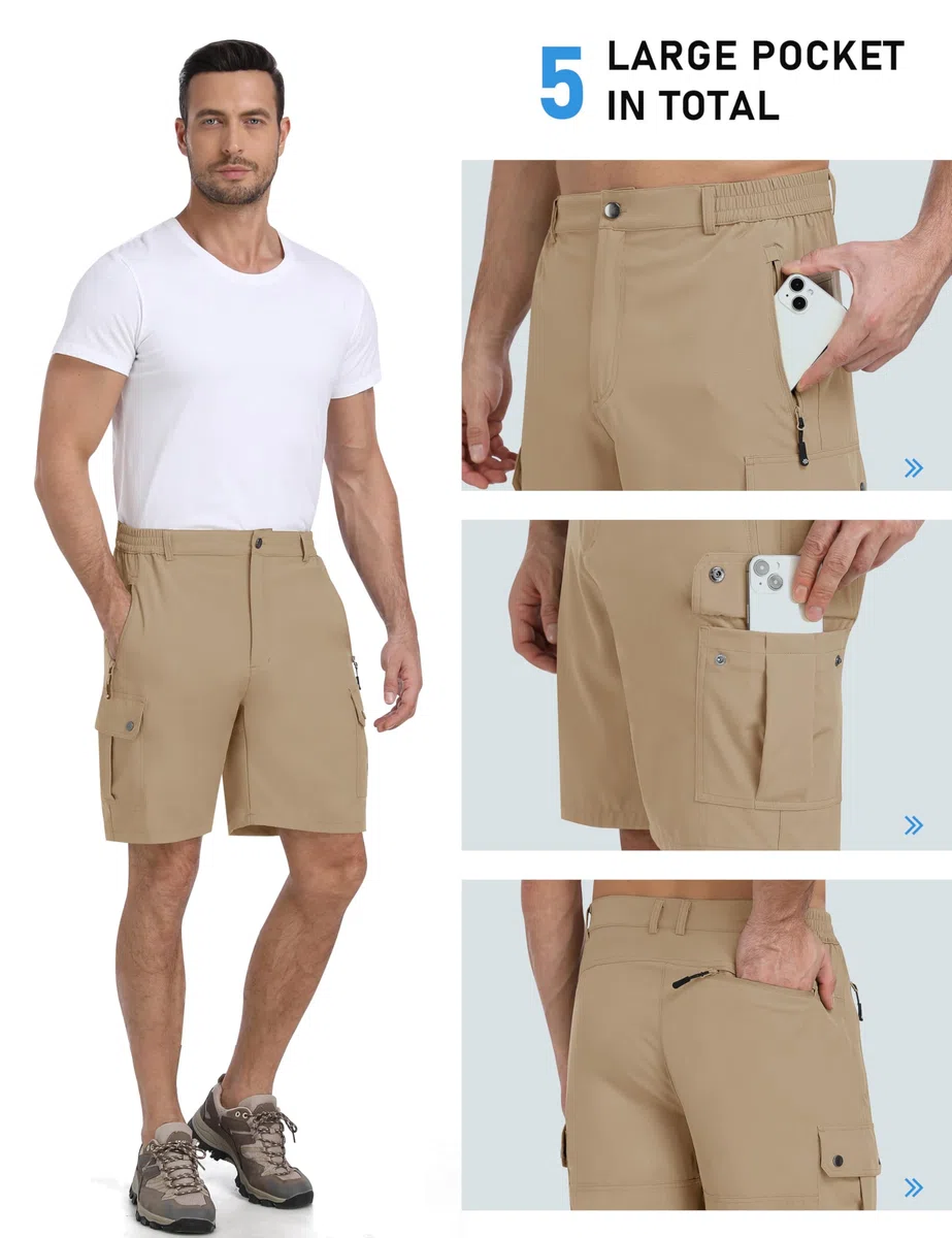 MoFiz Pantaloncini Cargo Uomo Pantaloni Corti da Trekking Bermuda Shorts Leggeri Traspiranti Pantaloncini da Escursionismo Mountain Ciclismo Sportivi Palestra
