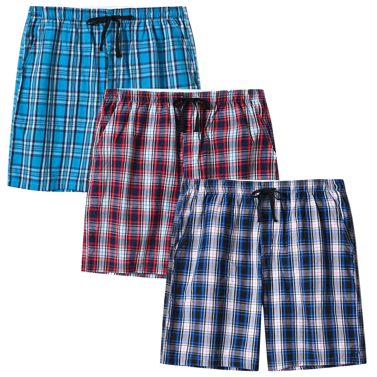 MoFiz Pantaloni Corti Pigiama Bambino Ragazzo Cotone Pantaloncini Shorts a Quadretti con Tasche 7-15 Anni