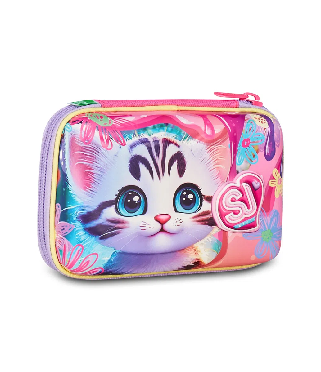 SJ GANG STYLE JAM GANG Astuccio Scuola Speed Pad + Cat&Air, Rosa, Portapenne Mono Scomparto con Plance Amovibili, Completo Di Penne, Matite, Colori, Accessori Zaino, Scuola Elementare, Bambina