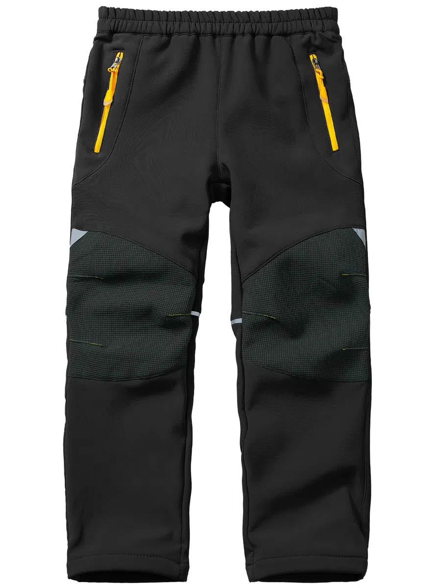 Pantaloni Softshell Bambini Impermeabili Sci Riscaldati Outdoor Termici Foderati Invernali Trekking Cargo per Ragazzi e Ragazze