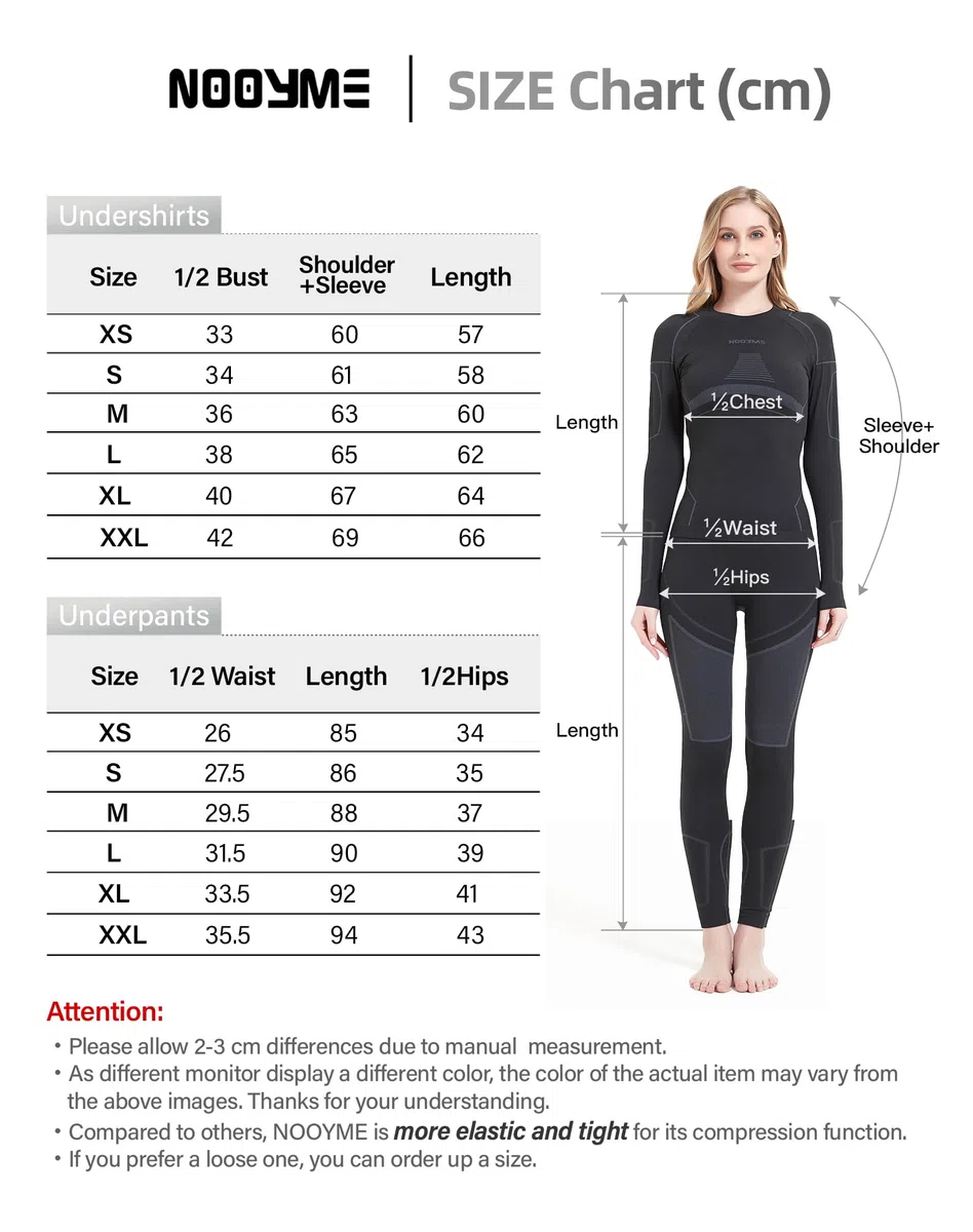 NOOYME Intimo Termico Donna Traspirante Set Pantaloni e Maglia Termica Donna Biancheria Intima Termica per Sci Elastica e Asciugatura Rapida