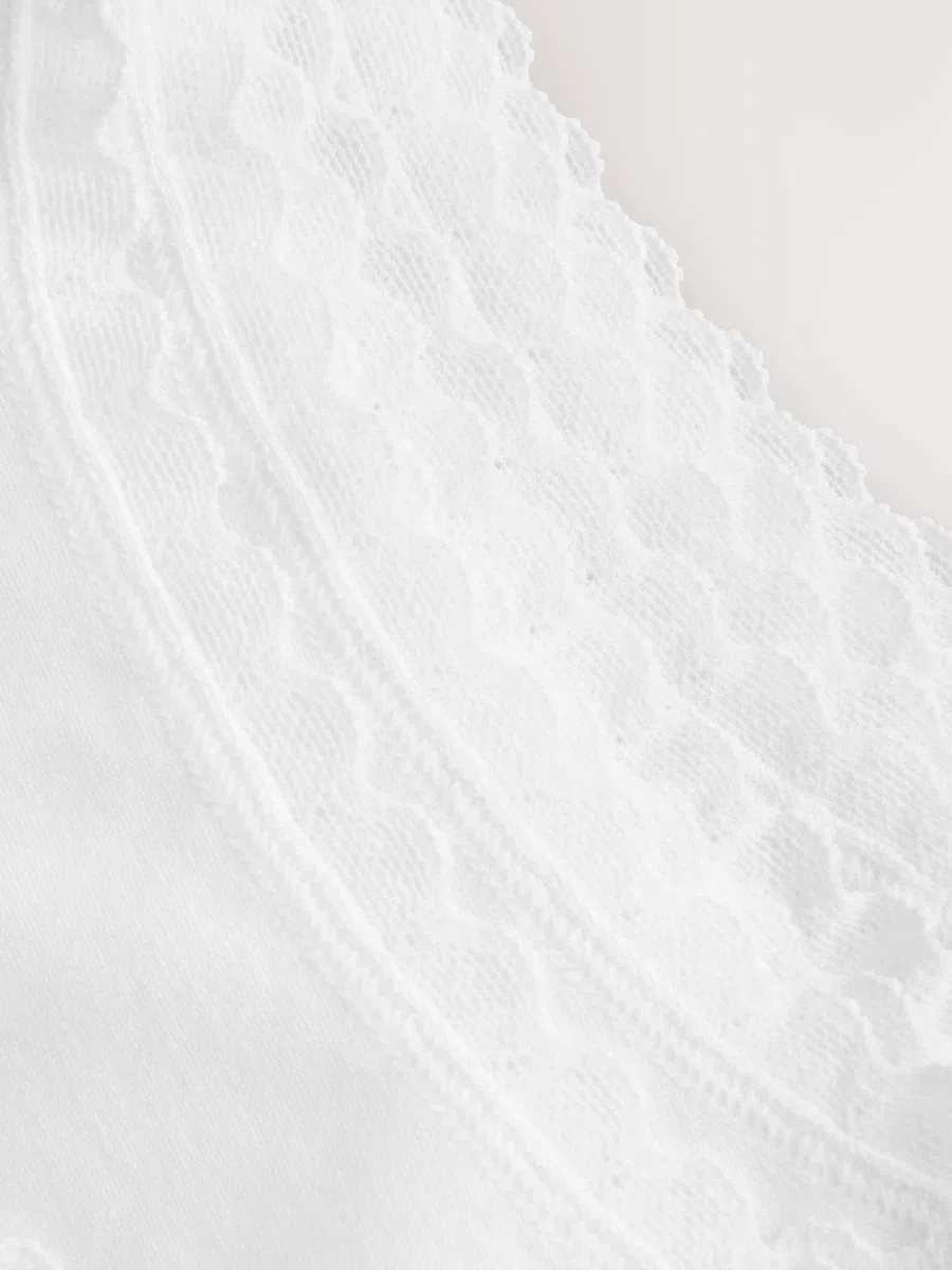 NEXT Ragazza Confezione da 10 canotte bianche con bordo in pizzo