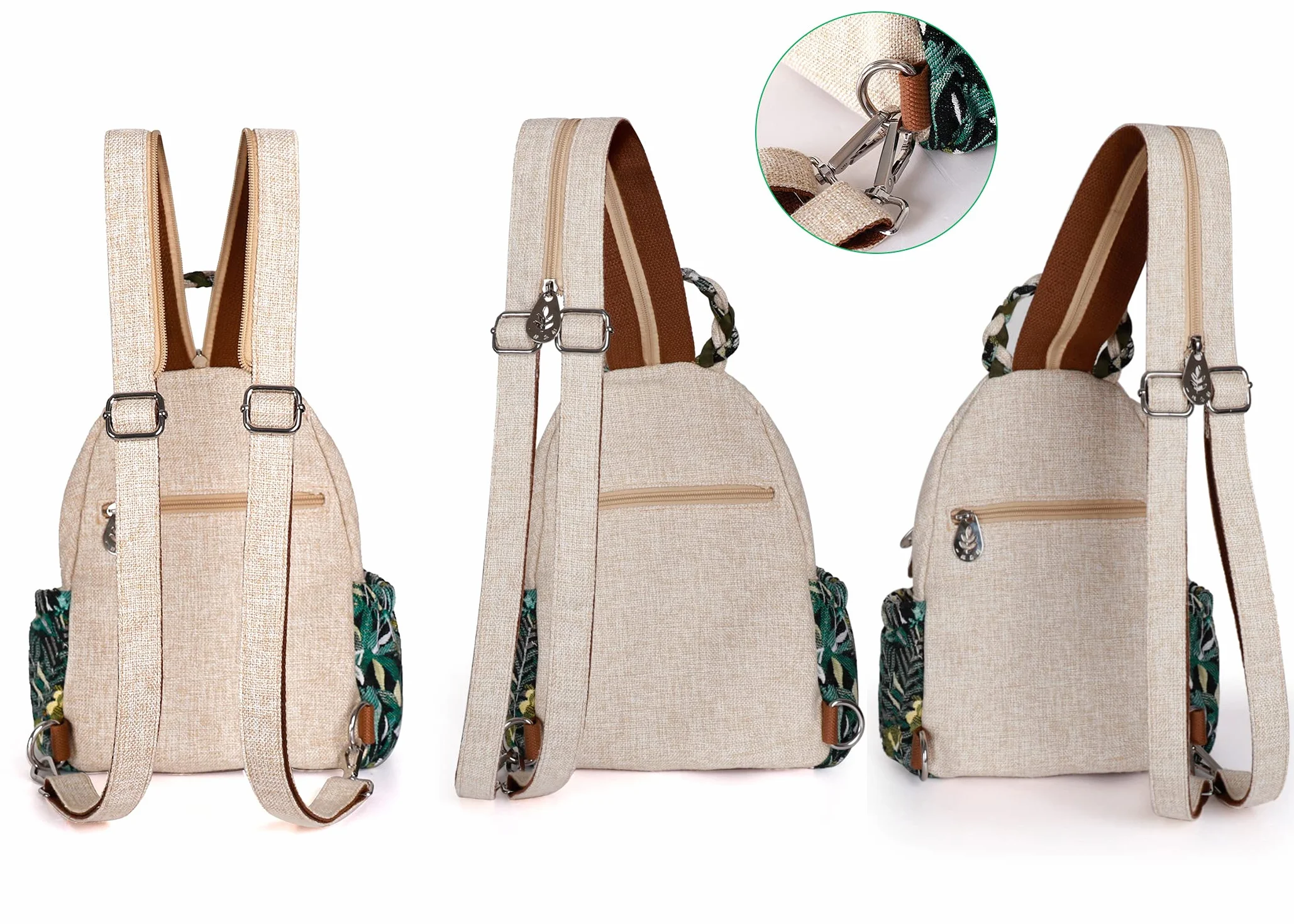 Auluda Borsa a tracolla convertibile da ragazza, zaino artigianale artigianale, bellissimo zaino casual premium in tela per donna